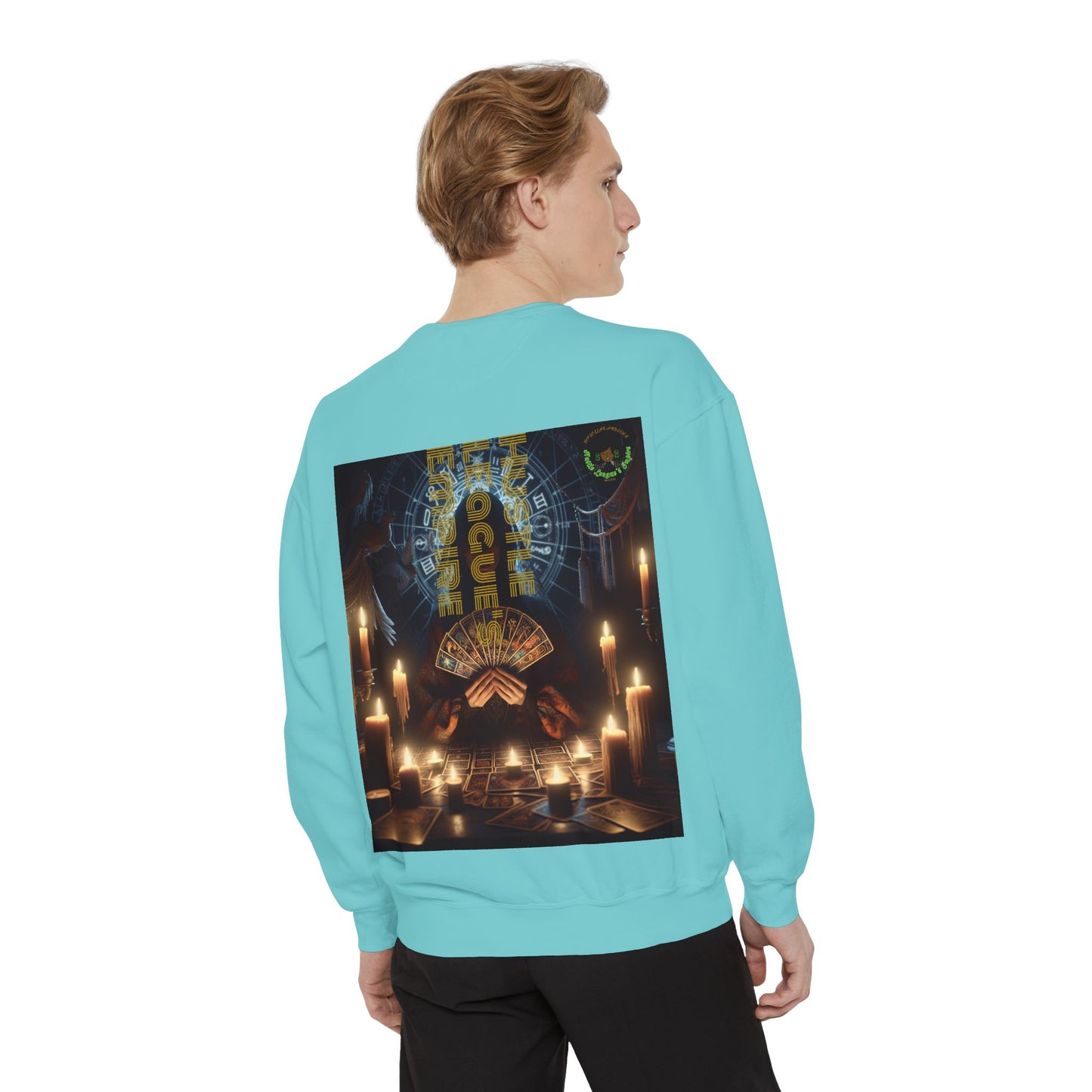 Mystic Candlelight Unisex Garment-Dyed Sweatshirt with Tarot Design