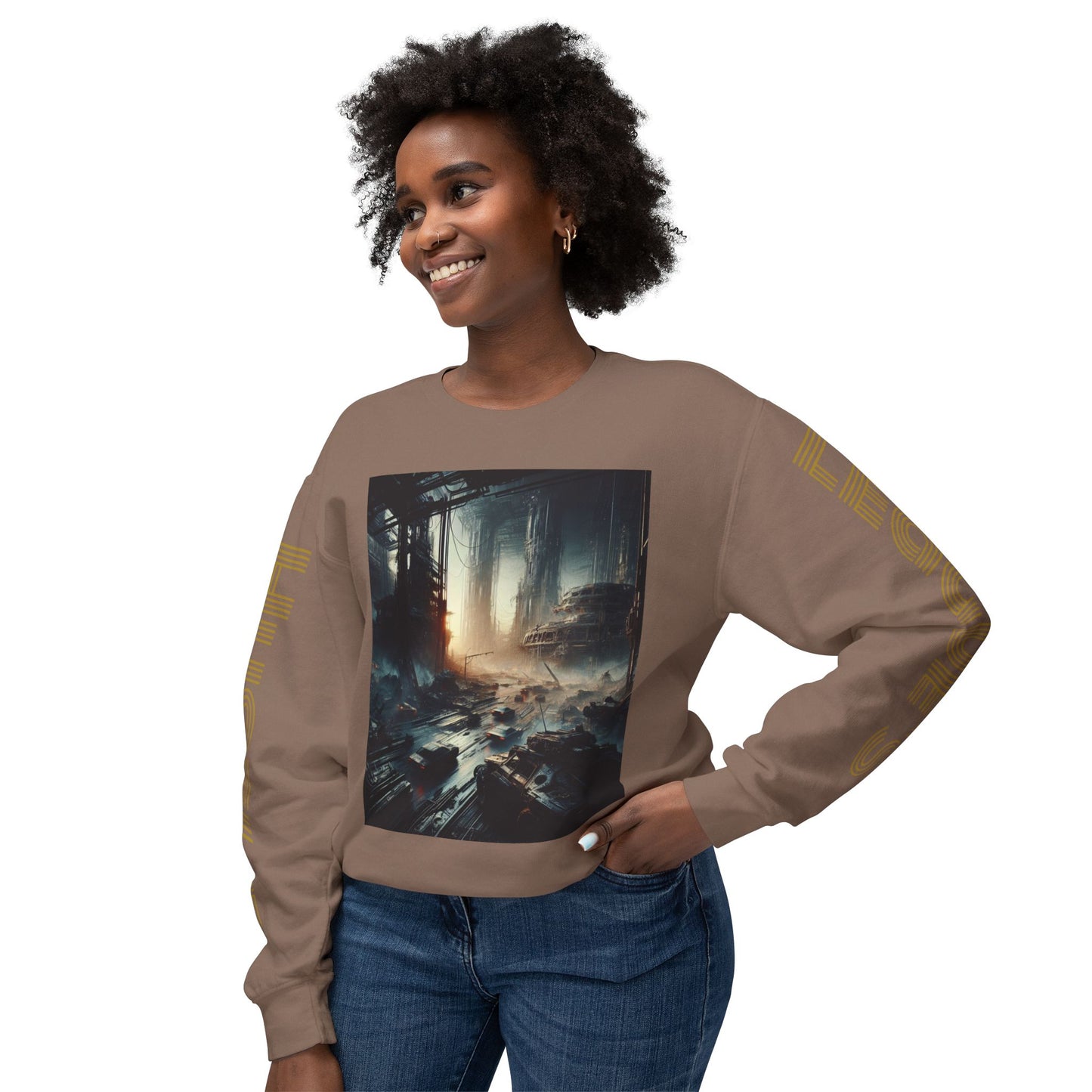 Unisex Lightweight Crewneck Sweatshirt - 'Empire Hustle' Urban Art Design