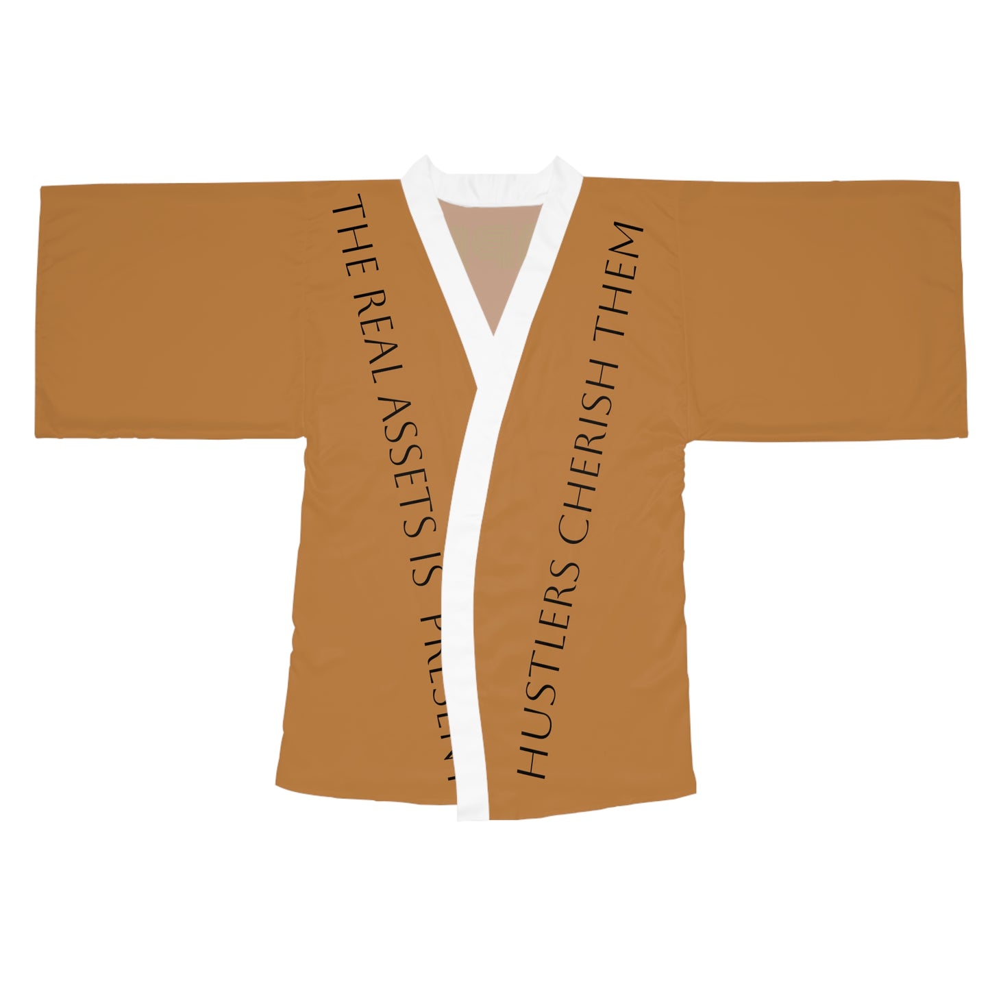 Brown HLE Long Sleeve Kimono Robe - Hustlers Cherish Them - Respect the Hustle - Perfect for Relaxation and Self-Care