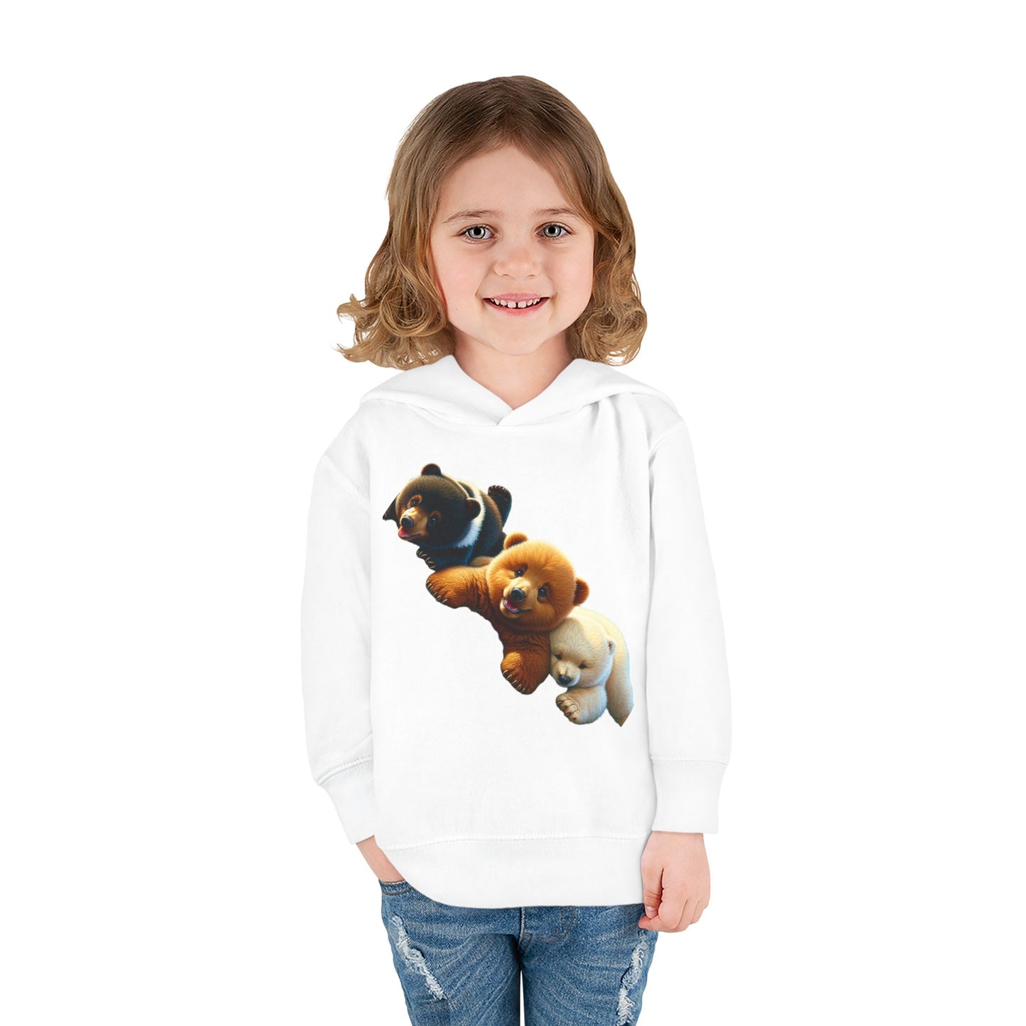 Cute Bear Toddler Hoodie - Cozy Fleece Pullover with 'Hustle' Design