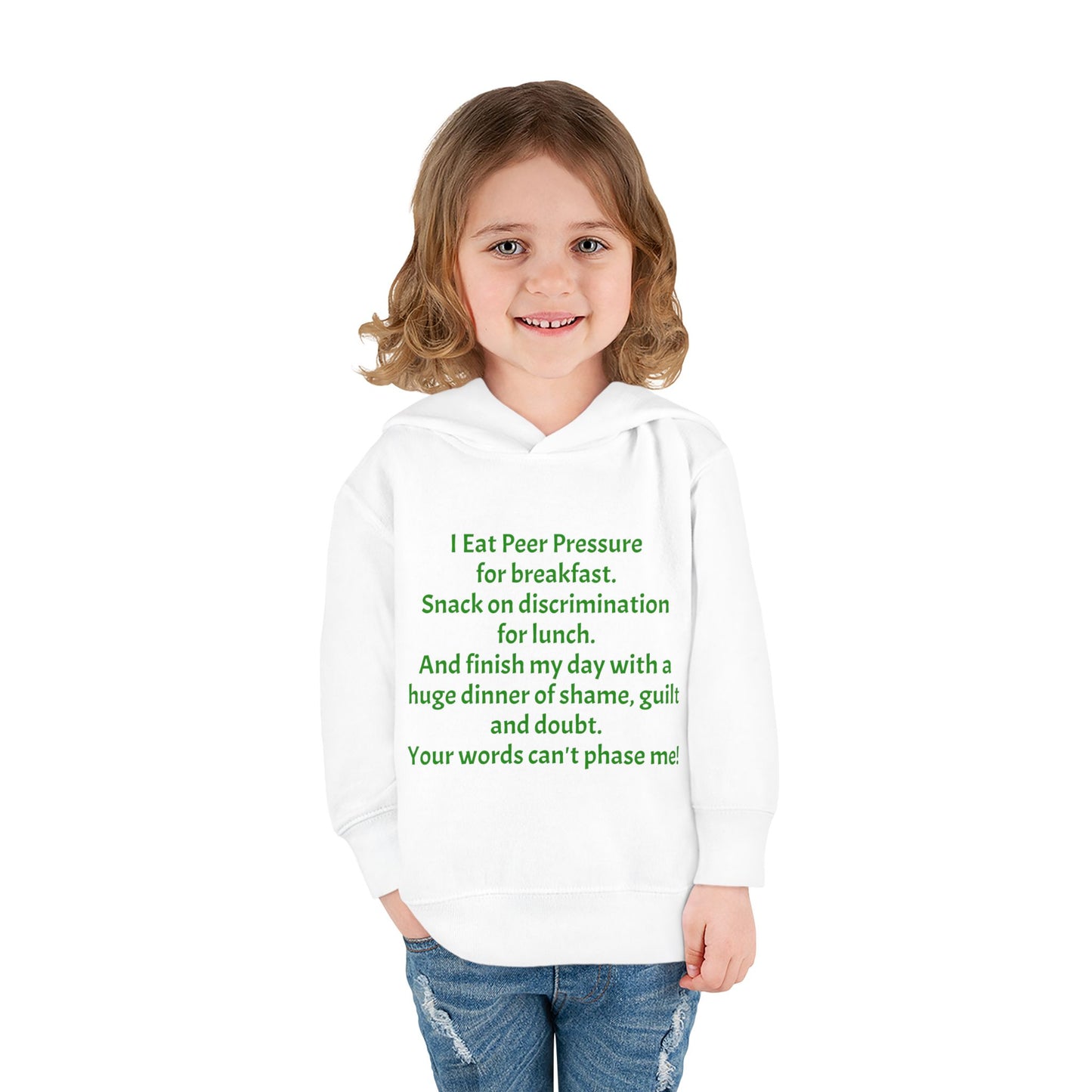 Empowering Toddler Fleece Hoodie - "I Eat Peer Pressure"