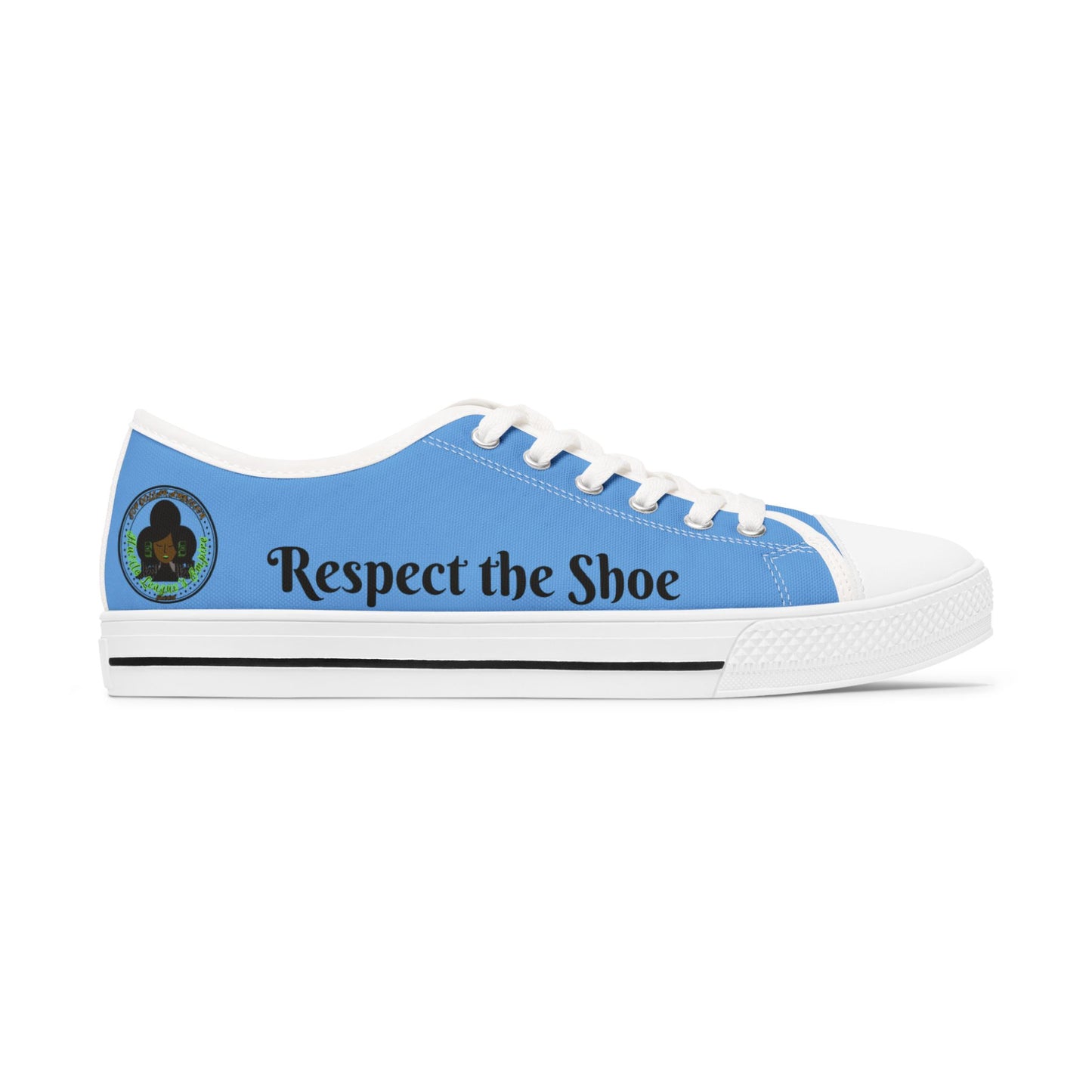 Blue HLE Women Low Top Sneakers - &Respect the Hustle Design