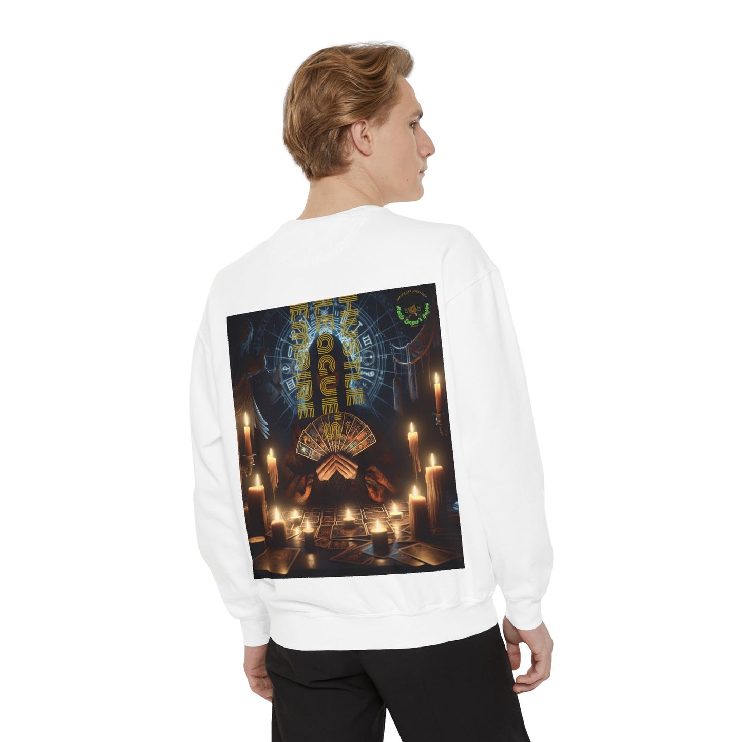Mystic Candlelight Unisex Garment-Dyed Sweatshirt with Tarot Design