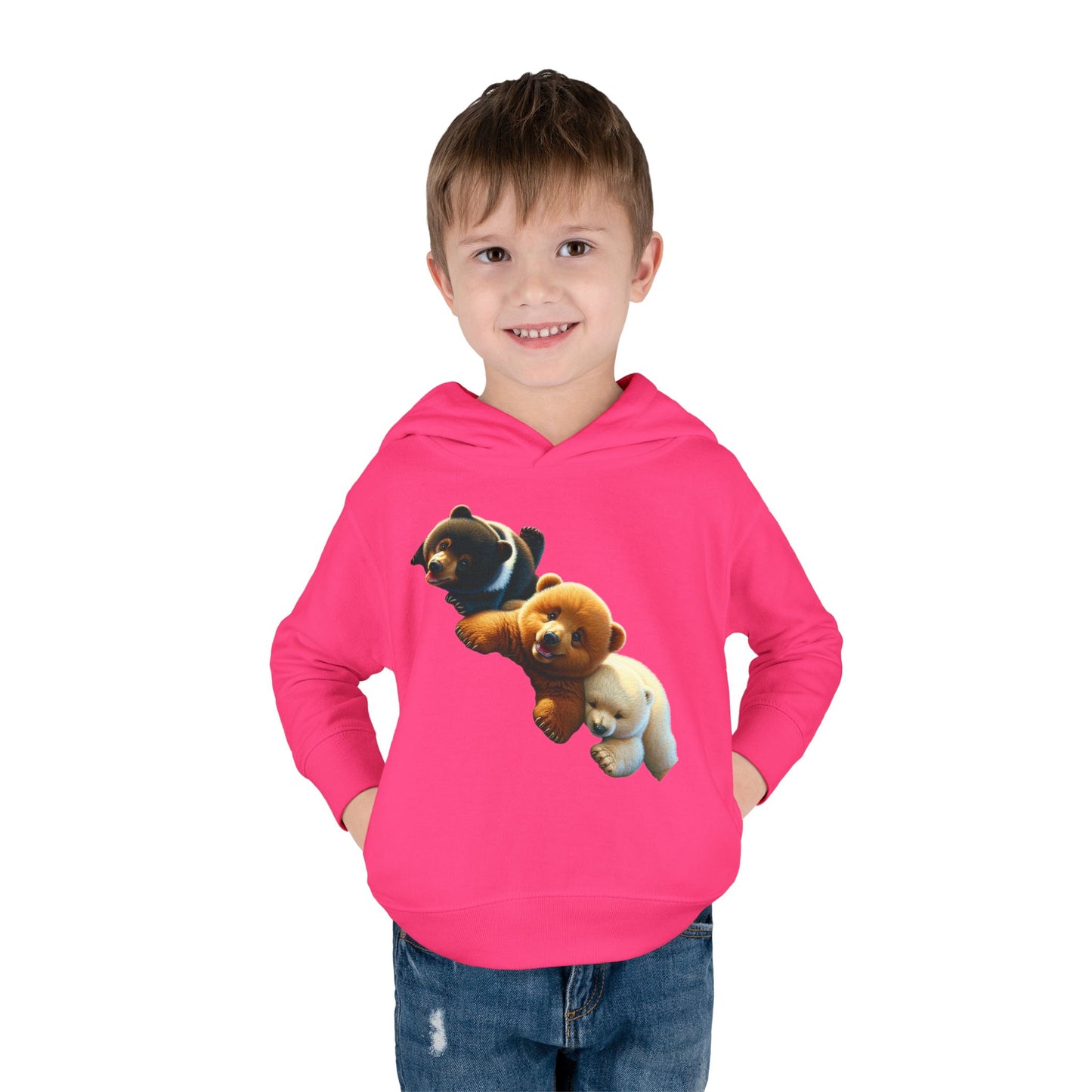 Cute Bear Toddler Hoodie - Cozy Fleece Pullover with 'Hustle' Design