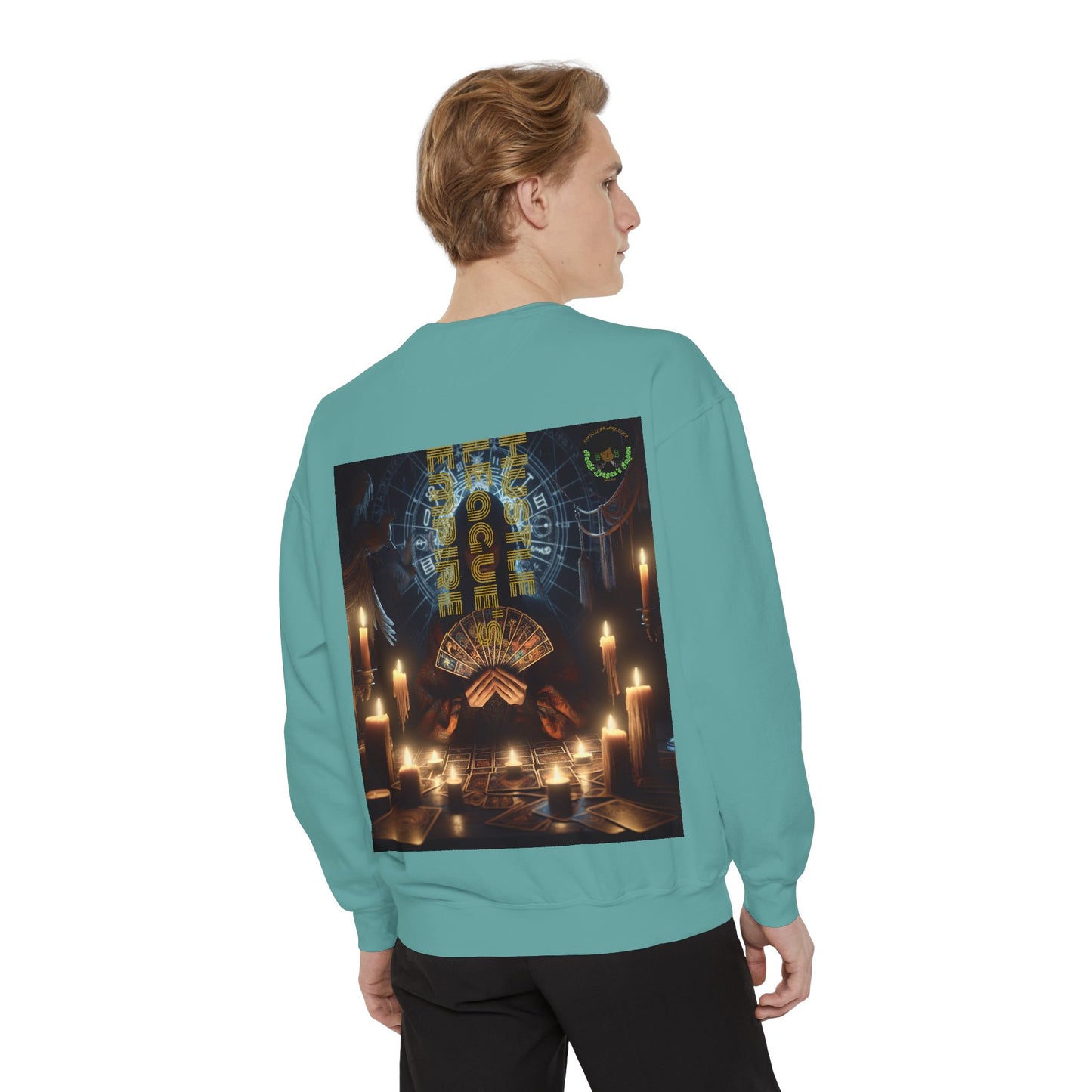 Mystic Candlelight Unisex Garment-Dyed Sweatshirt with Tarot Design