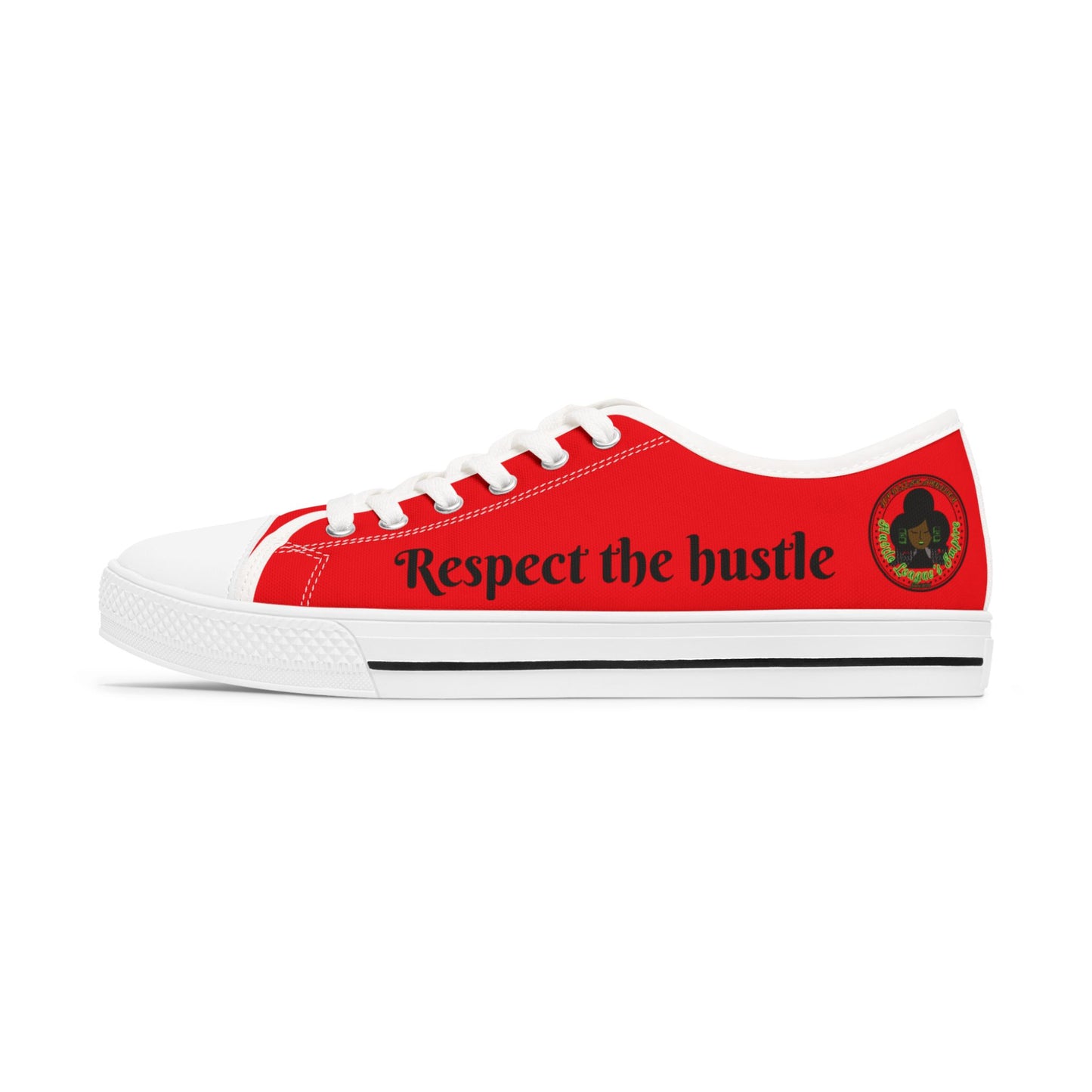 Red HLE Women Low Top Sneakers - &Respect the Hustle Design