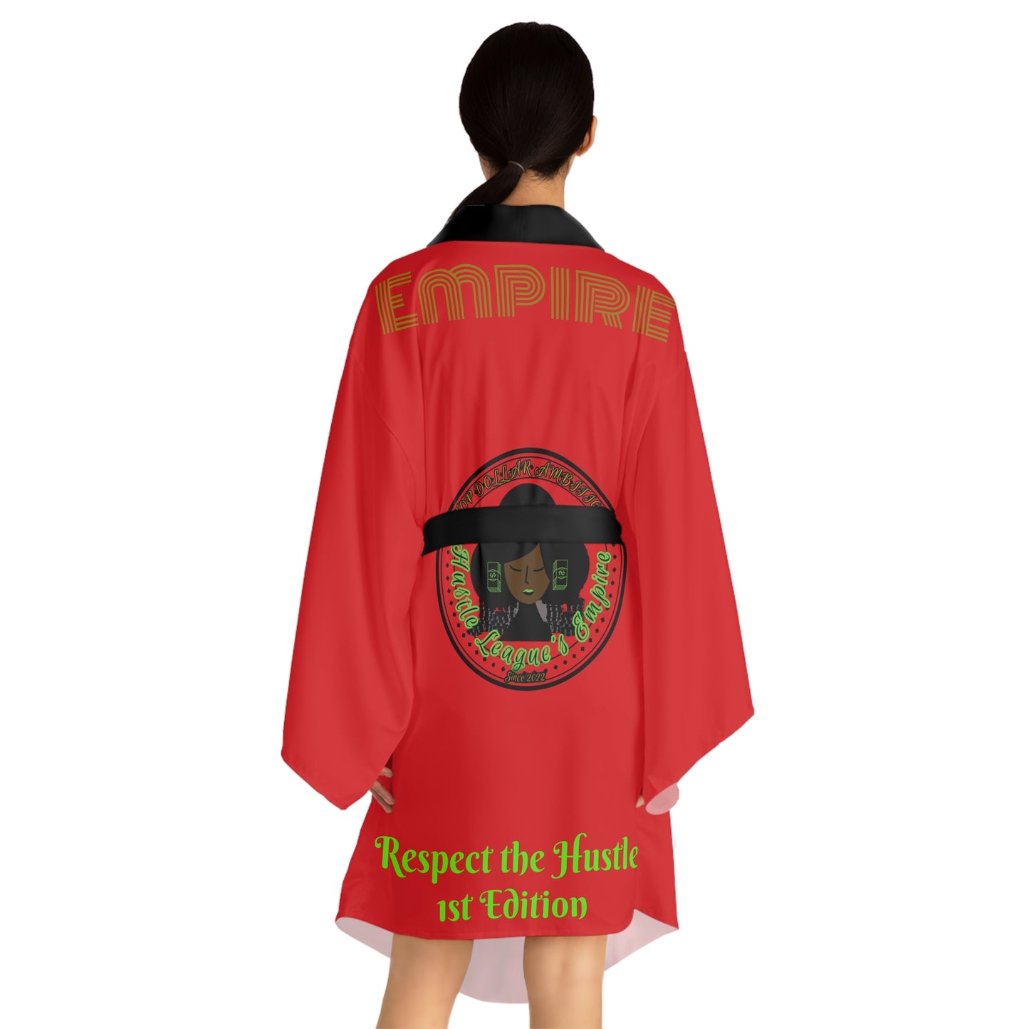 Red HLE Long Sleeve Kimono Robe - Hustlers Cherish Them - Respect the Hustle - Perfect for Relaxation and Self-Care