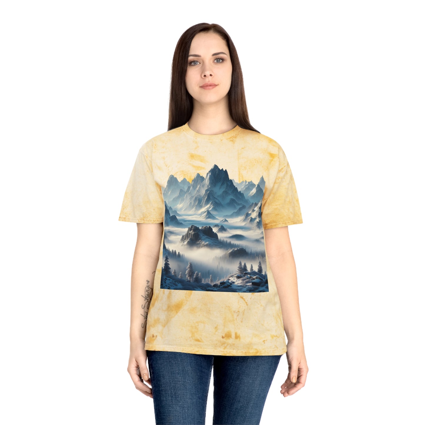 Camiseta unisex con vista a la montaña colorida: perfecta para los amantes de la naturaleza