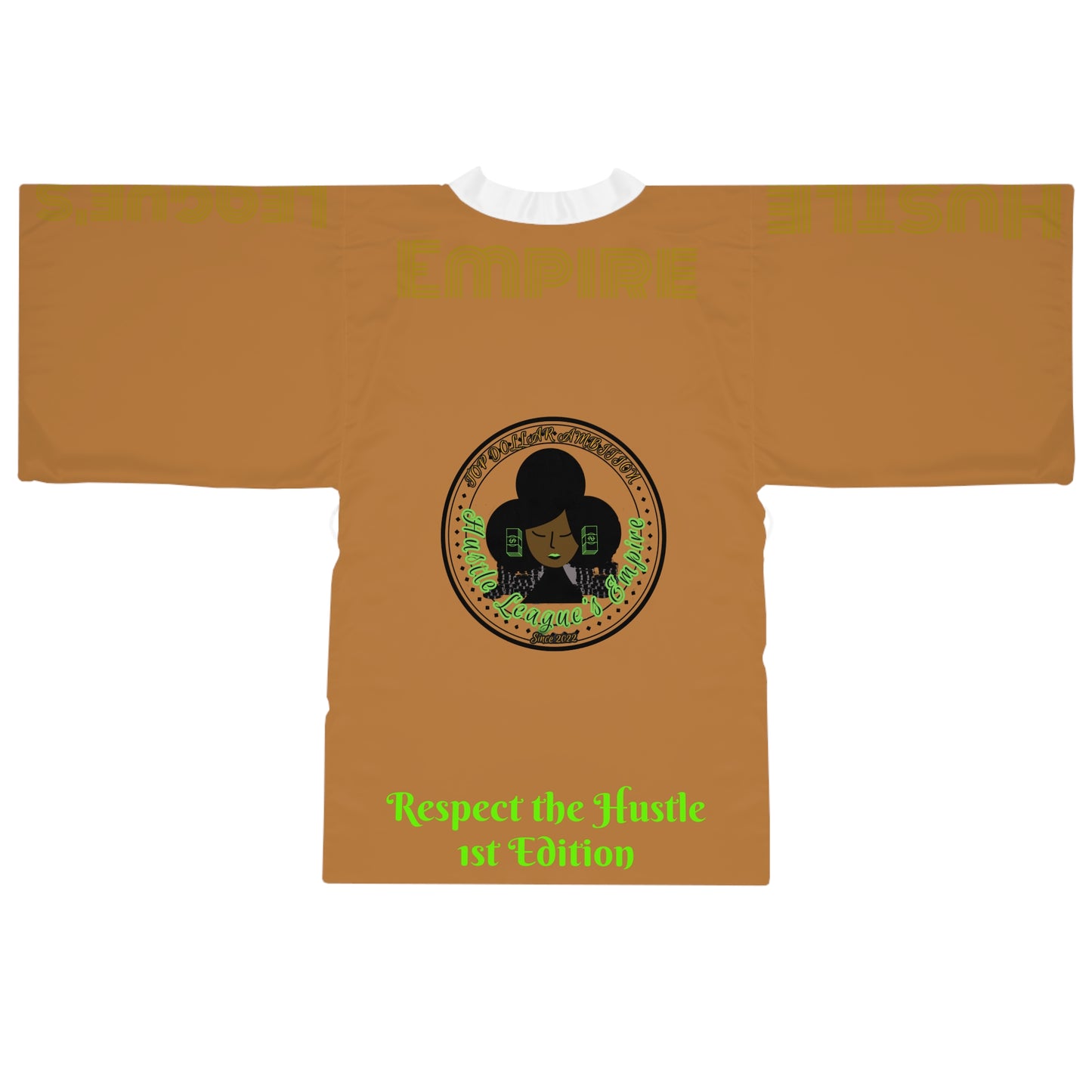 Brown HLE Long Sleeve Kimono Robe - Hustlers Cherish Them - Respect the Hustle - Perfect for Relaxation and Self-Care