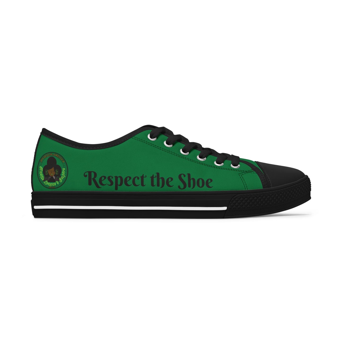 Green HLE Women Low Top Sneakers - &Respect the Hustle Design