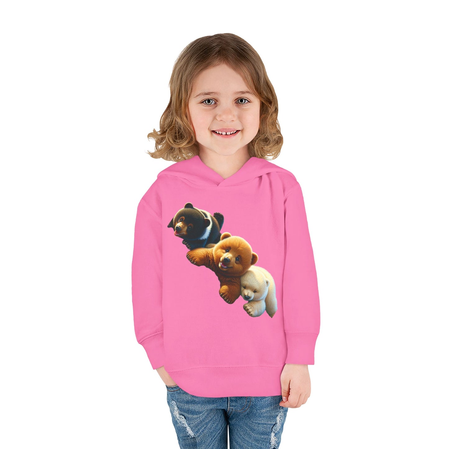 Cute Bear Toddler Hoodie - Cozy Fleece Pullover with 'Hustle' Design
