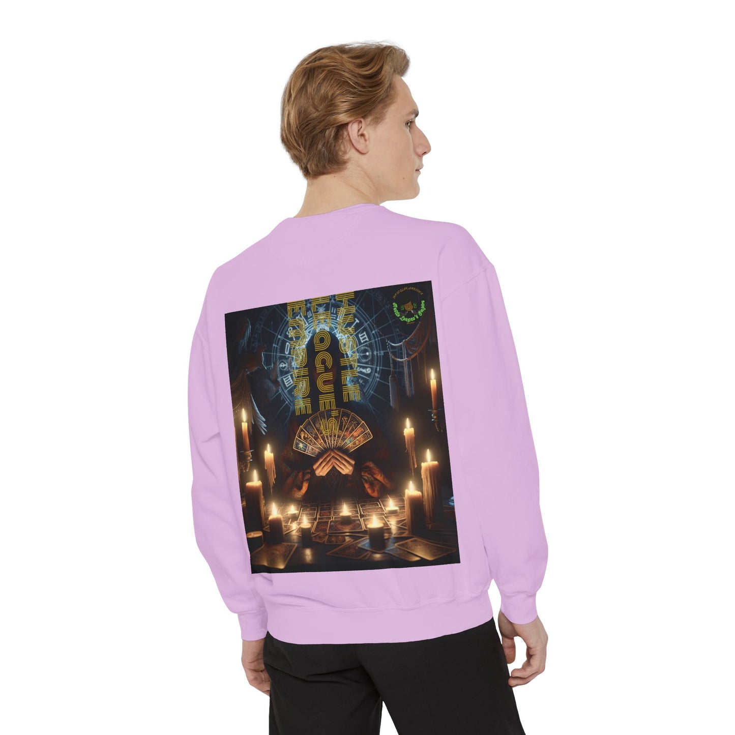 Mystic Candlelight Unisex Garment-Dyed Sweatshirt with Tarot Design