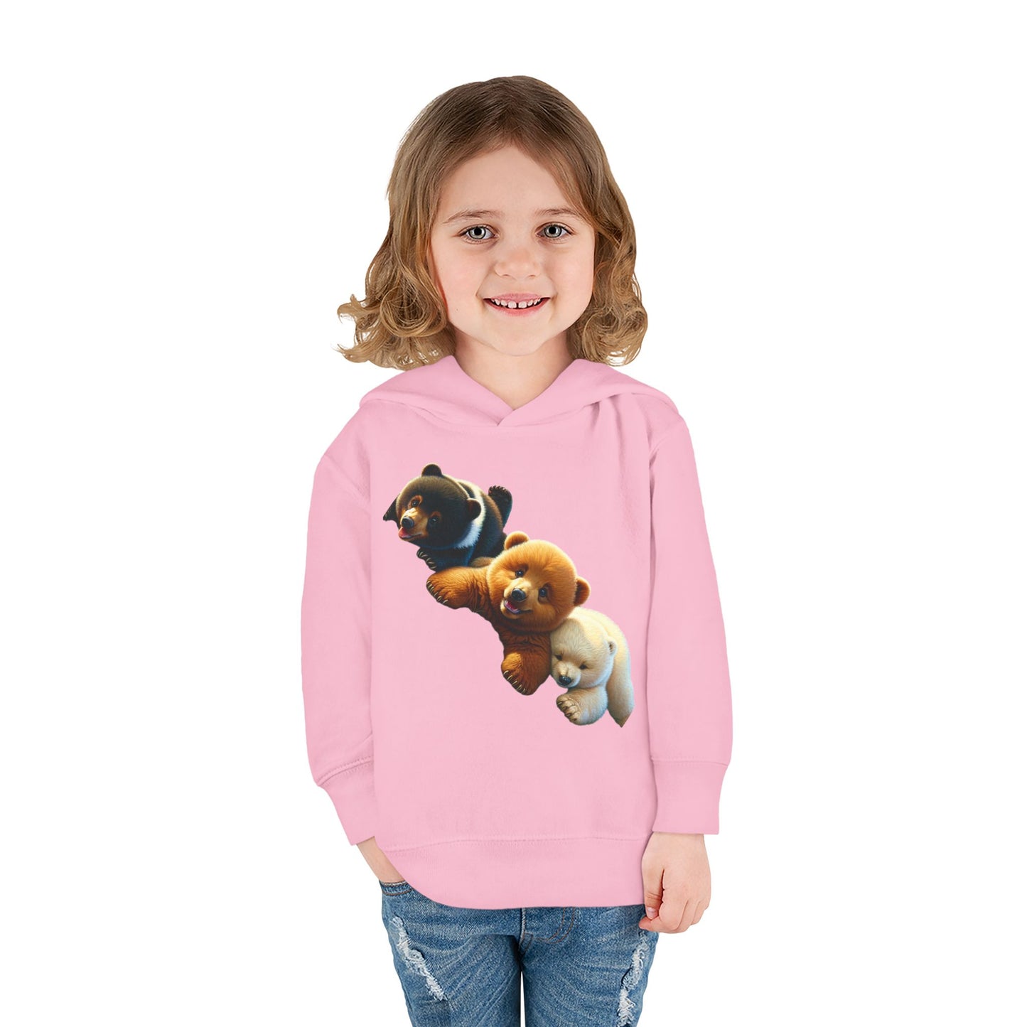 Cute Bear Toddler Hoodie - Cozy Fleece Pullover with 'Hustle' Design