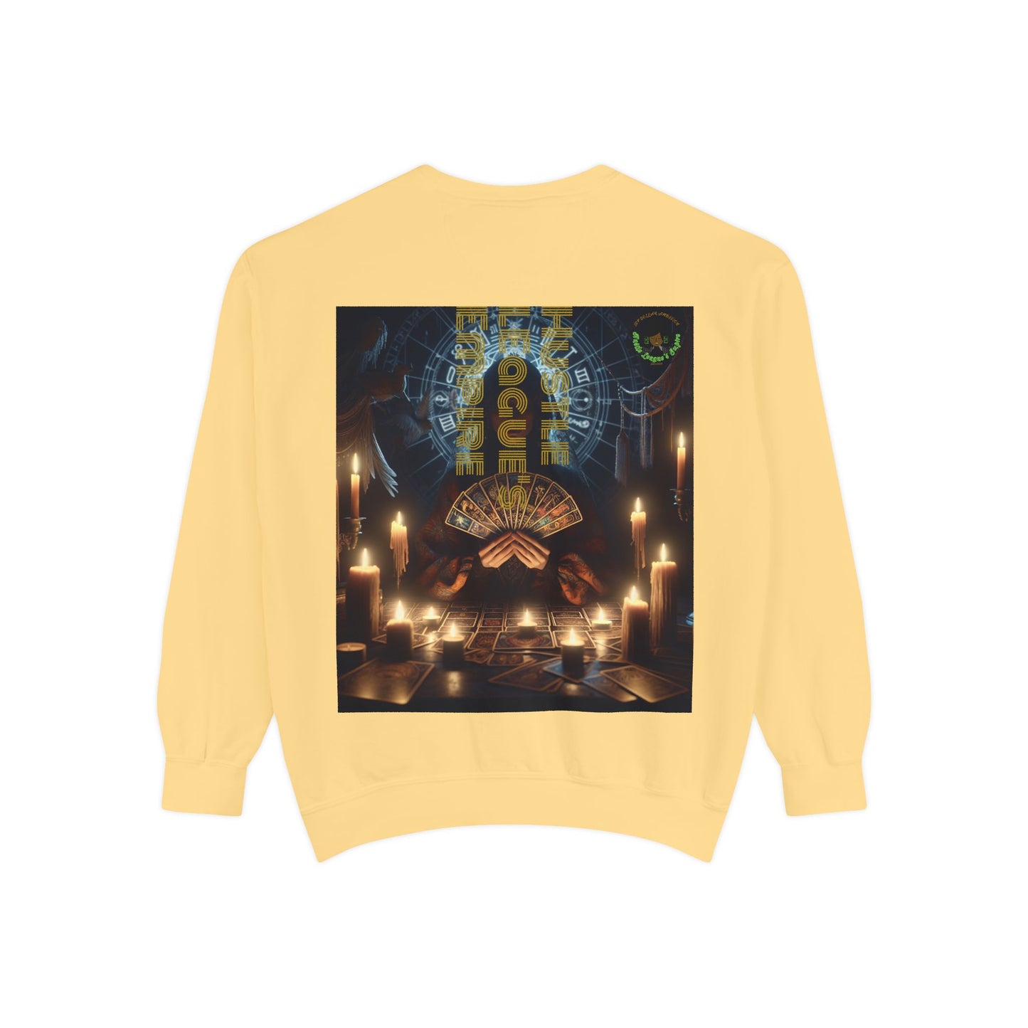 Mystic Candlelight Unisex Garment-Dyed Sweatshirt with Tarot Design