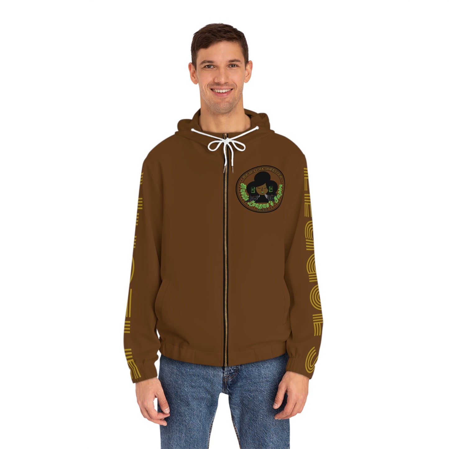 Brown Full-Zip Hoodie for Men
