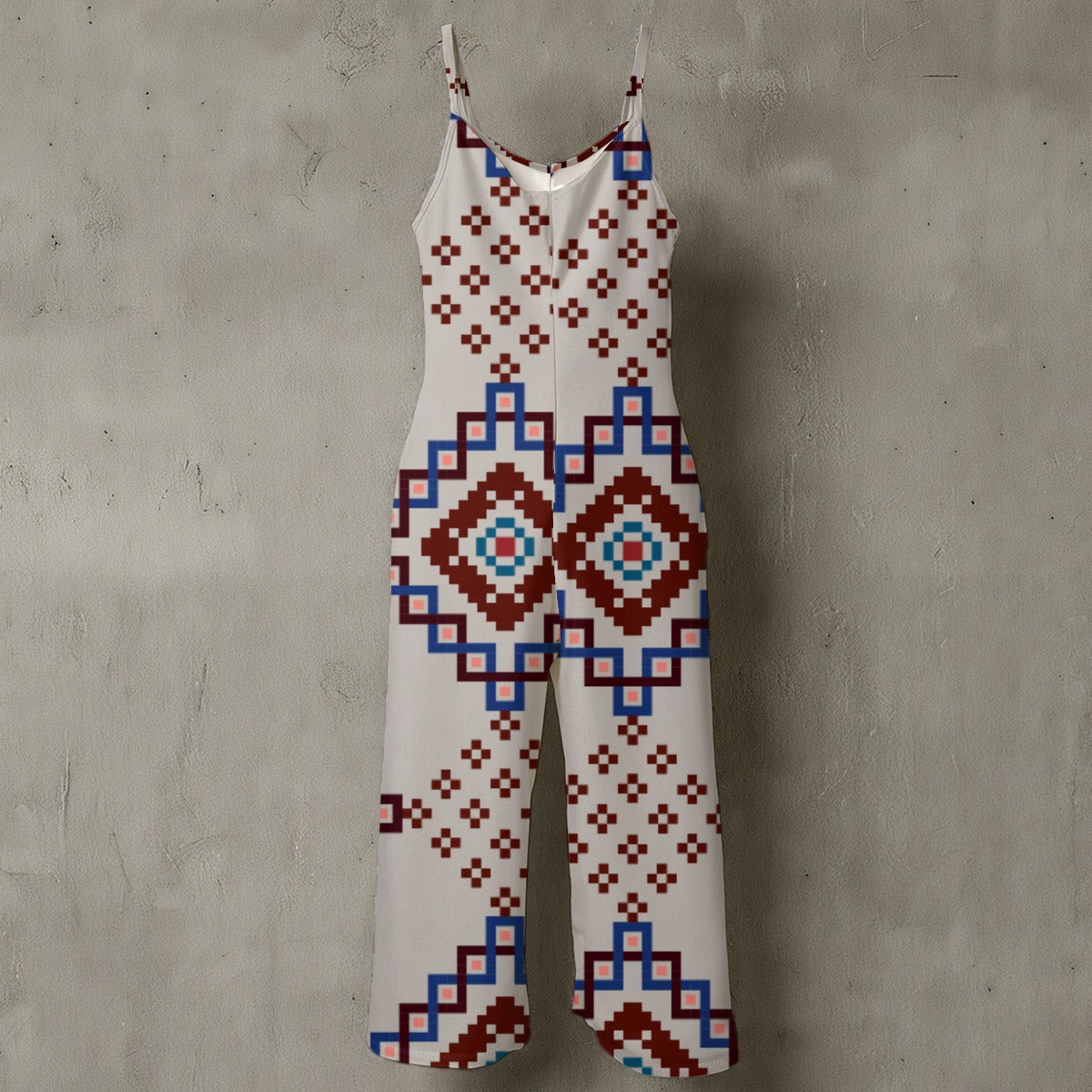 Mono de pierna ancha con tirantes finos y estampado floral para mujer