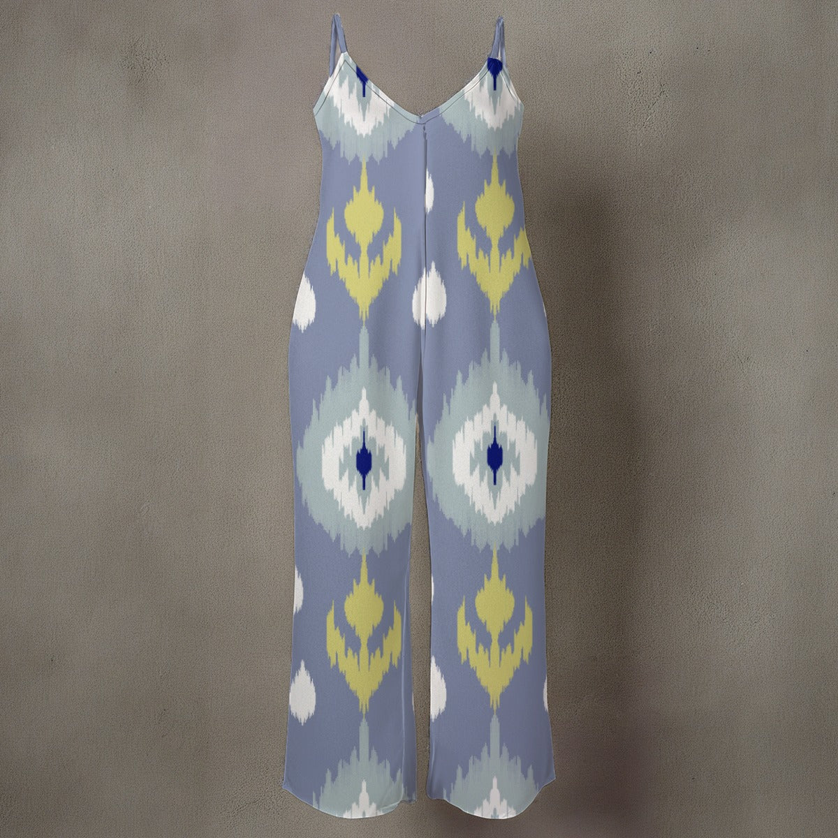 Mono de pierna ancha con tirantes finos y estampado floral para mujer