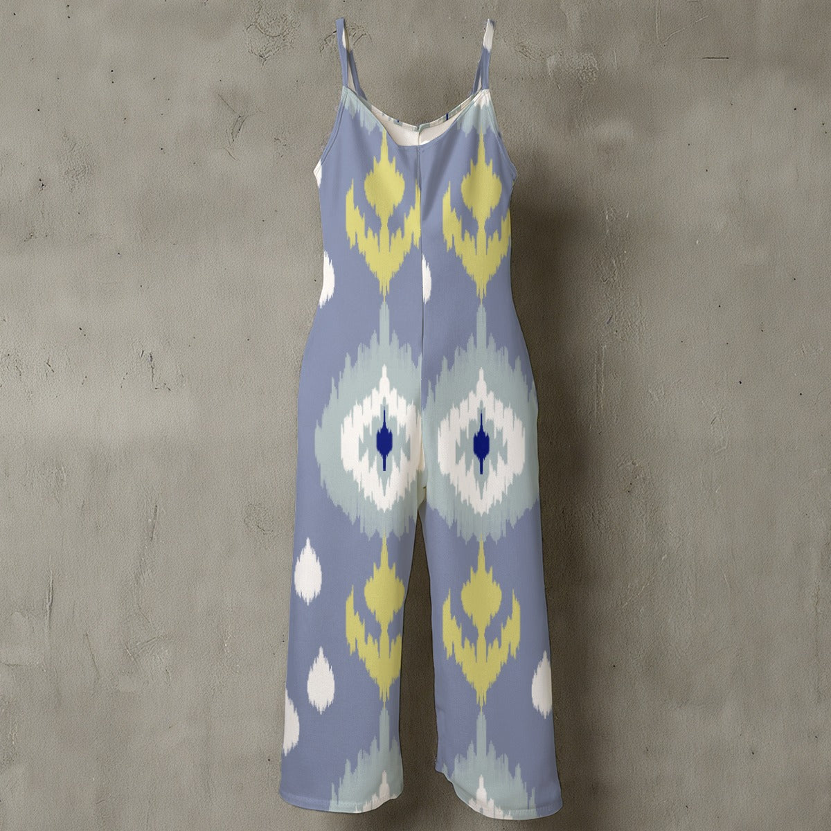 Mono de pierna ancha con tirantes finos y estampado floral para mujer