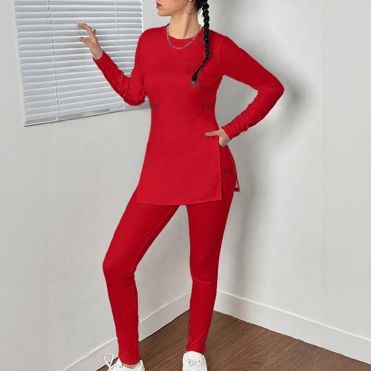 Women's Side Split T-shirt Set