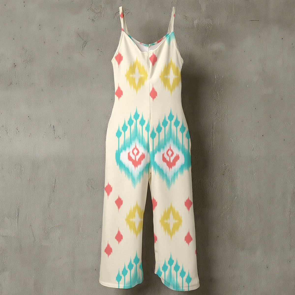 Mono de pierna ancha con tirantes finos y estampado floral para mujer