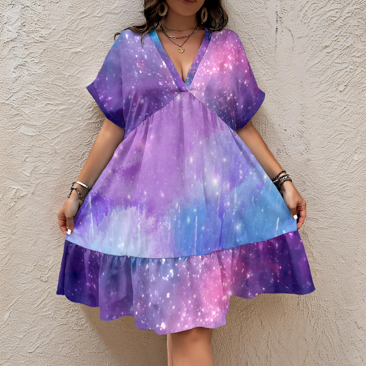 Women’s Floral V-Neck Short Sleeve Dress