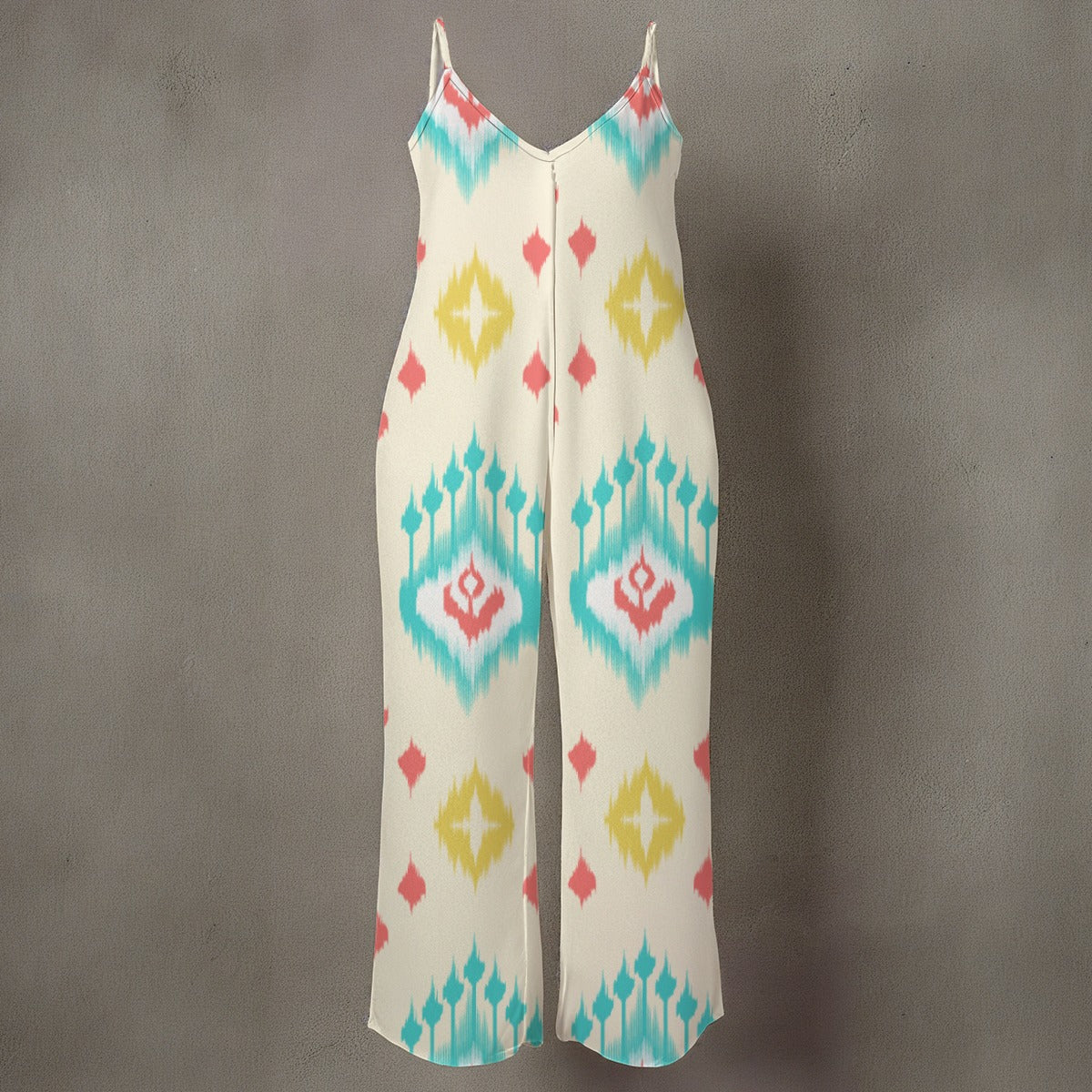 Mono de pierna ancha con tirantes finos y estampado floral para mujer