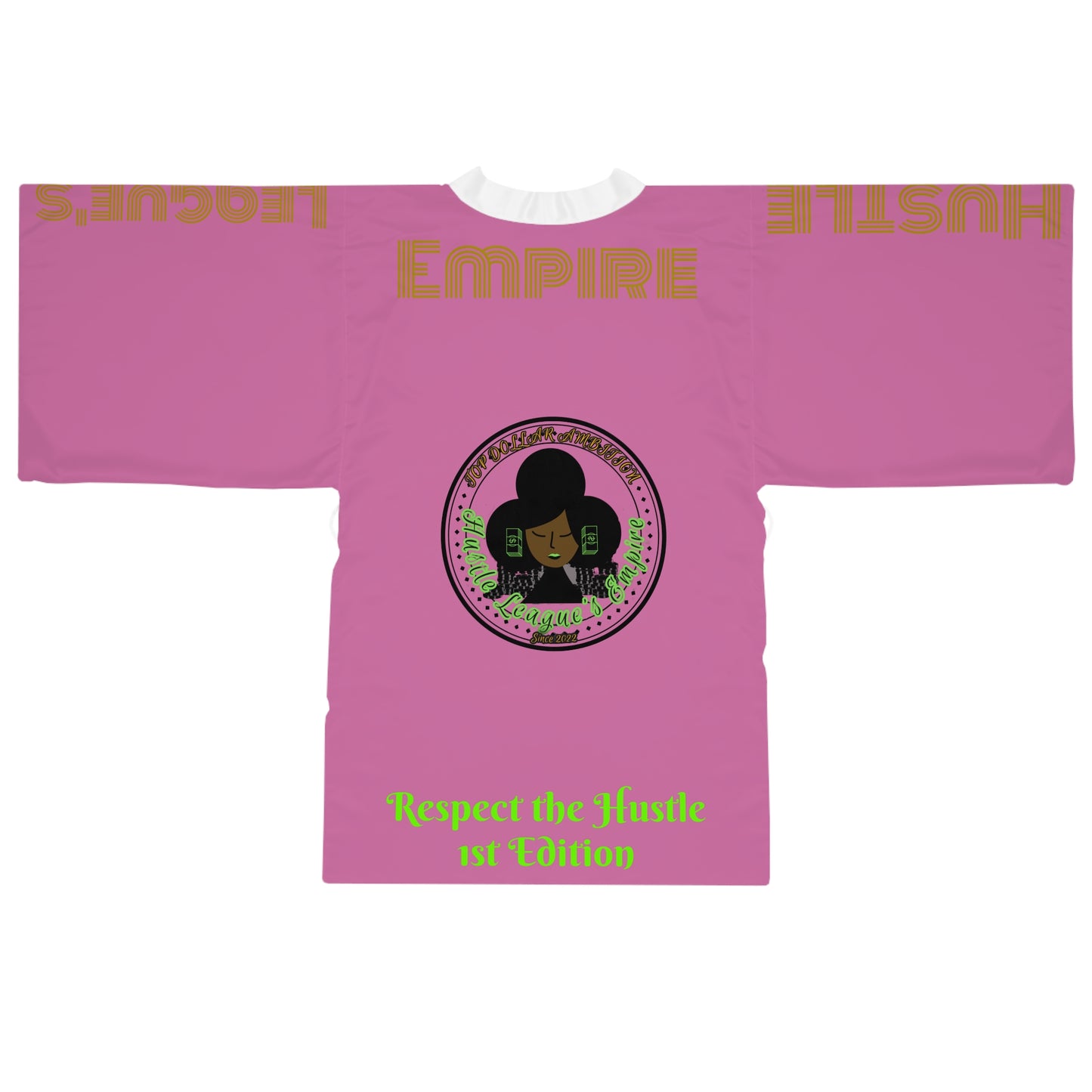 Light Pink HLE Long Sleeve Kimono Robe - Hustlers Cherish Them - Respect the Hustle - Perfect for Relaxation and Self-Care