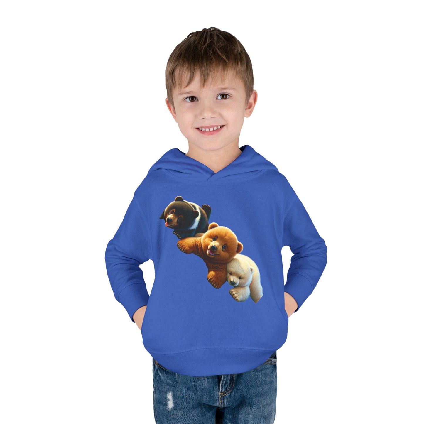 Cute Bear Toddler Hoodie - Cozy Fleece Pullover with 'Hustle' Design