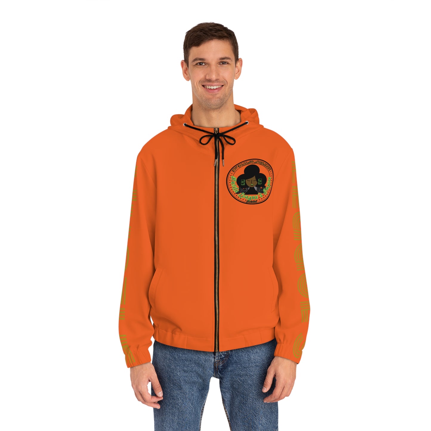 Orange Full-Zip Hoodie for Men