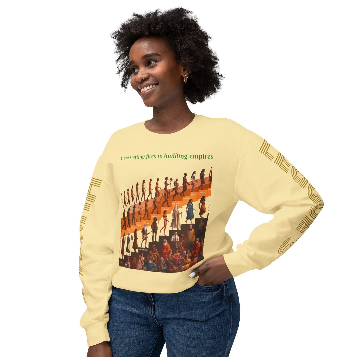 Sudadera unisex ligera con cuello redondo de HLE: de iniciar incendios a construir imperios