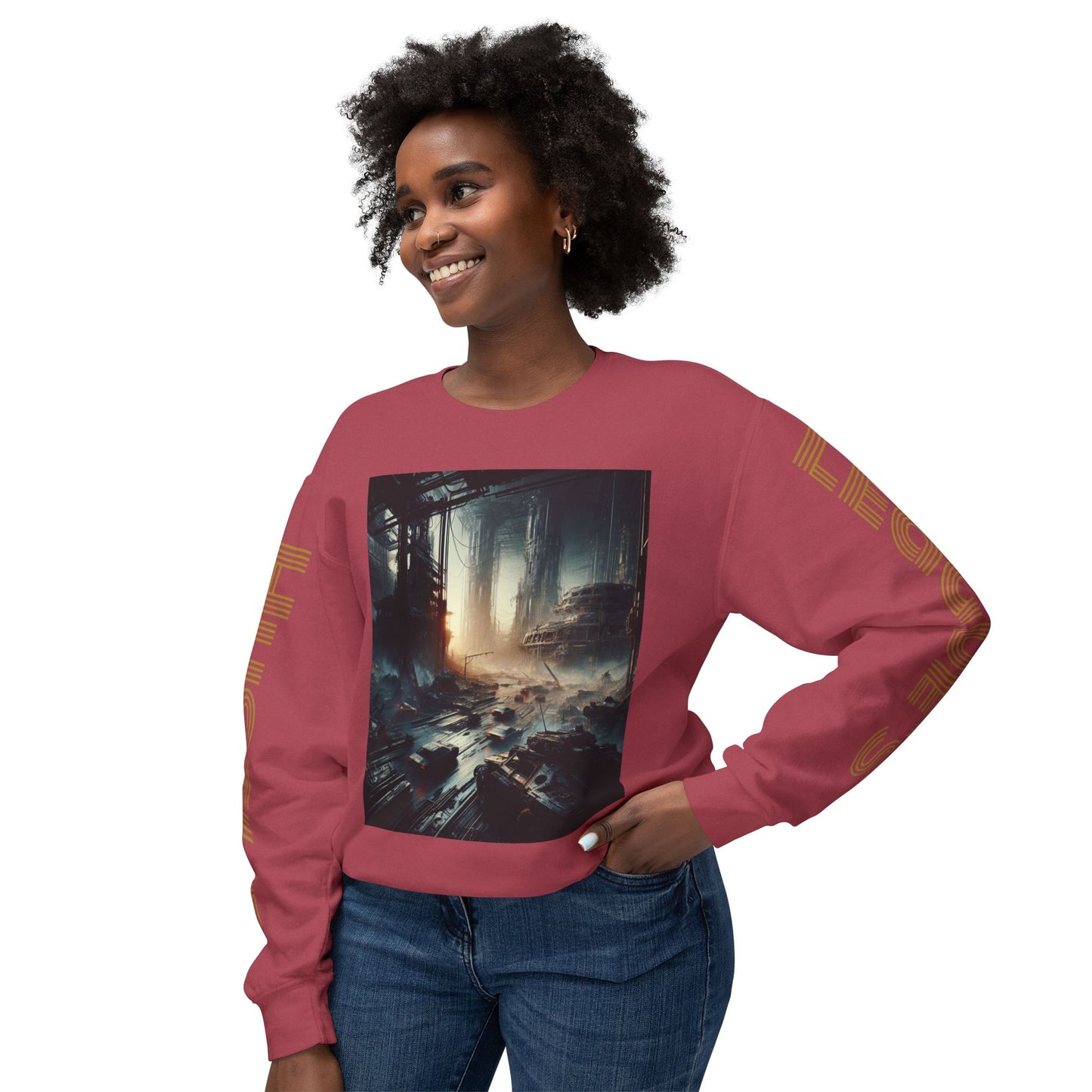 Unisex Lightweight Crewneck Sweatshirt - 'Empire Hustle' Urban Art Design