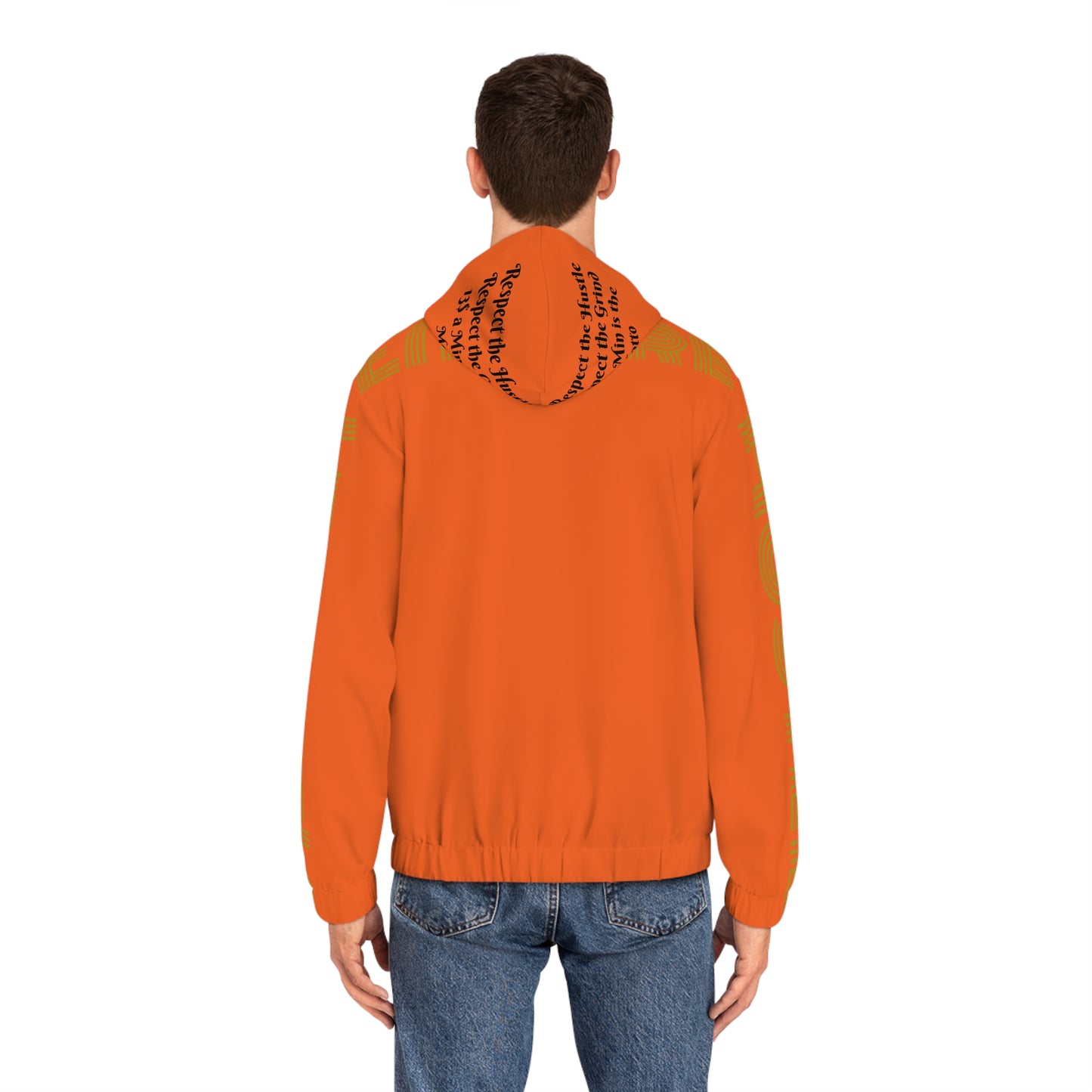 Orange Full-Zip Hoodie for Men