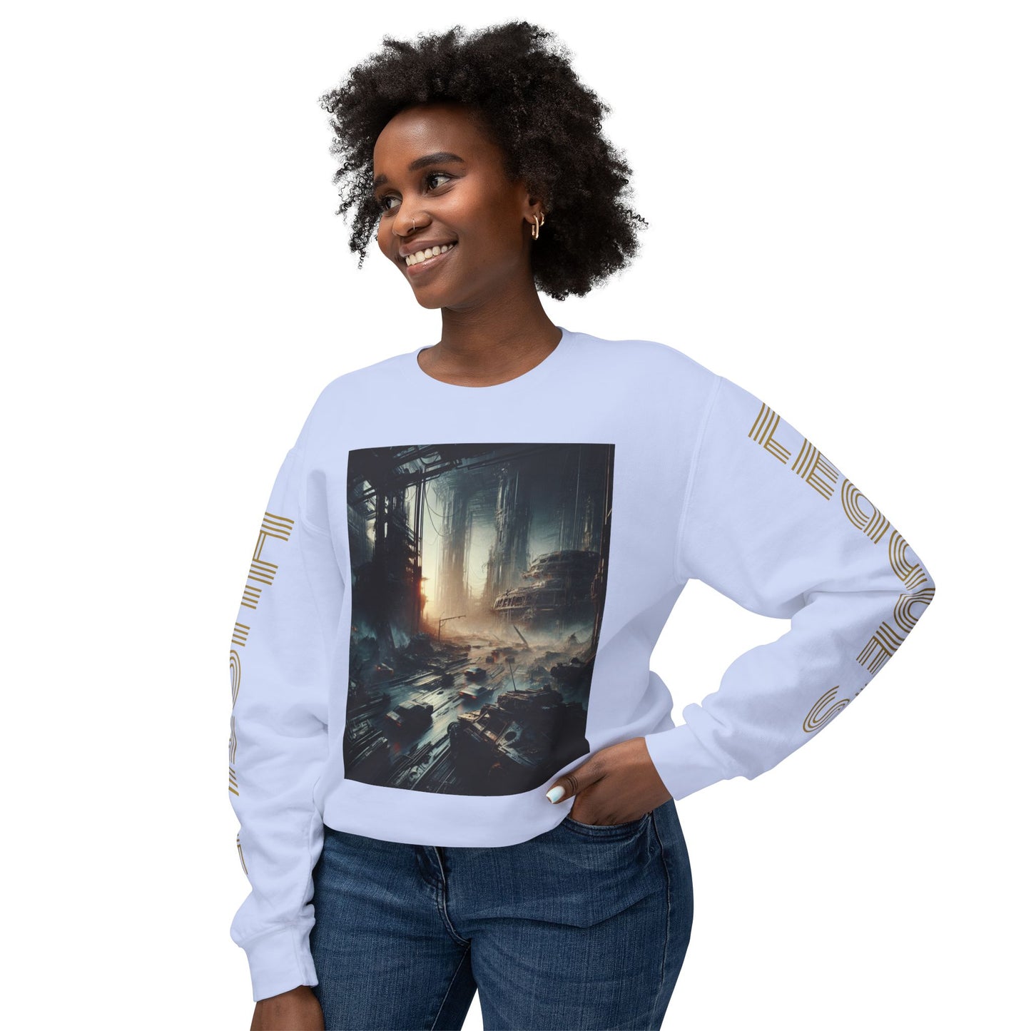 Unisex Lightweight Crewneck Sweatshirt - 'Empire Hustle' Urban Art Design