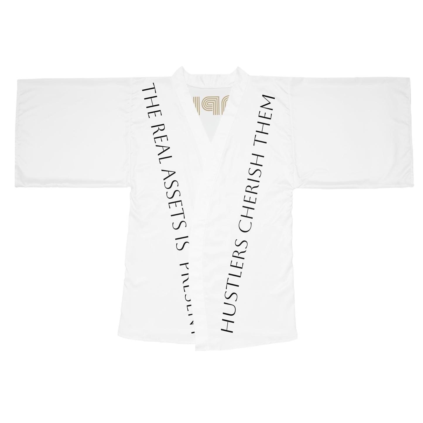 White HLE Long Sleeve Kimono Robe - Hustlers Cherish Them - Respect the Hustle - Perfect for Relaxation and Self-Care