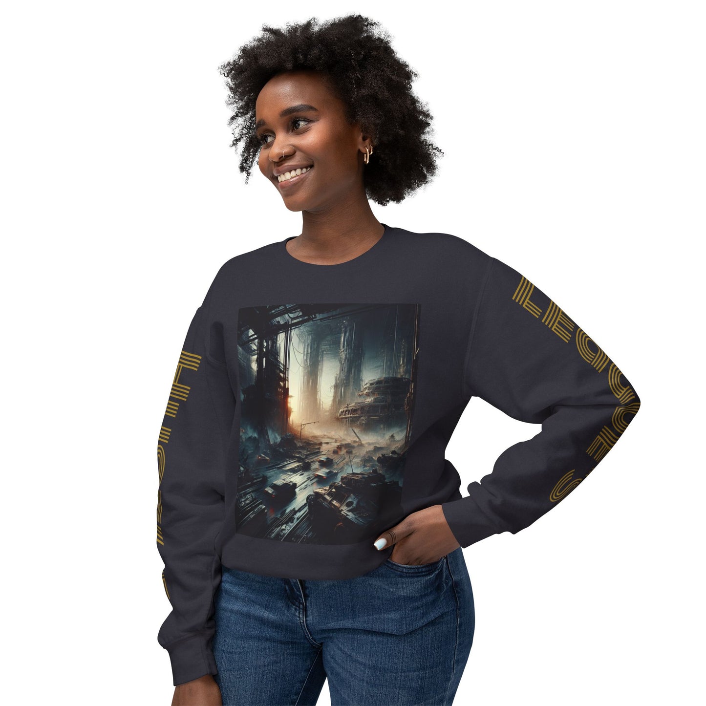 Unisex Lightweight Crewneck Sweatshirt - 'Empire Hustle' Urban Art Design