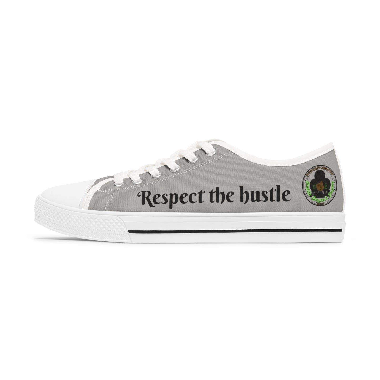 White/Gray Women Low Top Sneakers - &Respect the Hustle Design