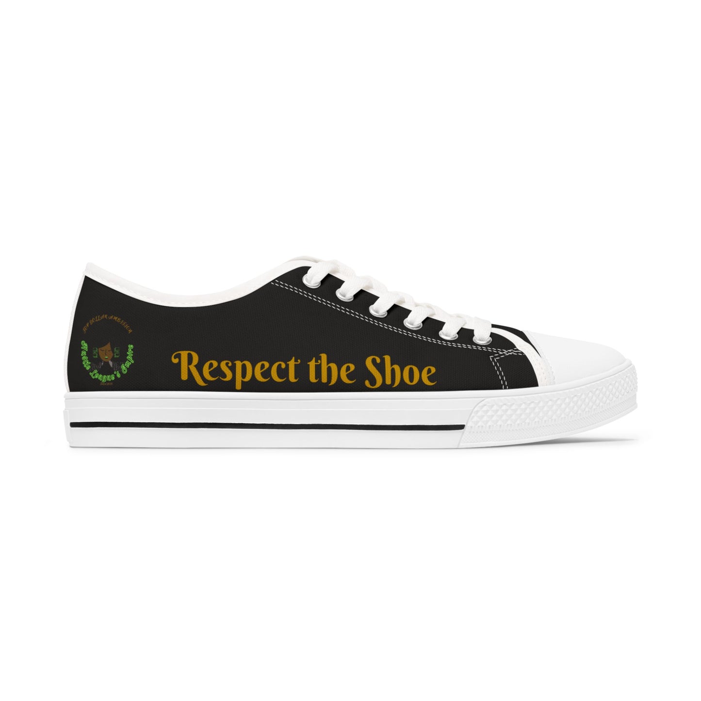 Black HLE Women Low Top Sneakers - &Respect the Hustle Design