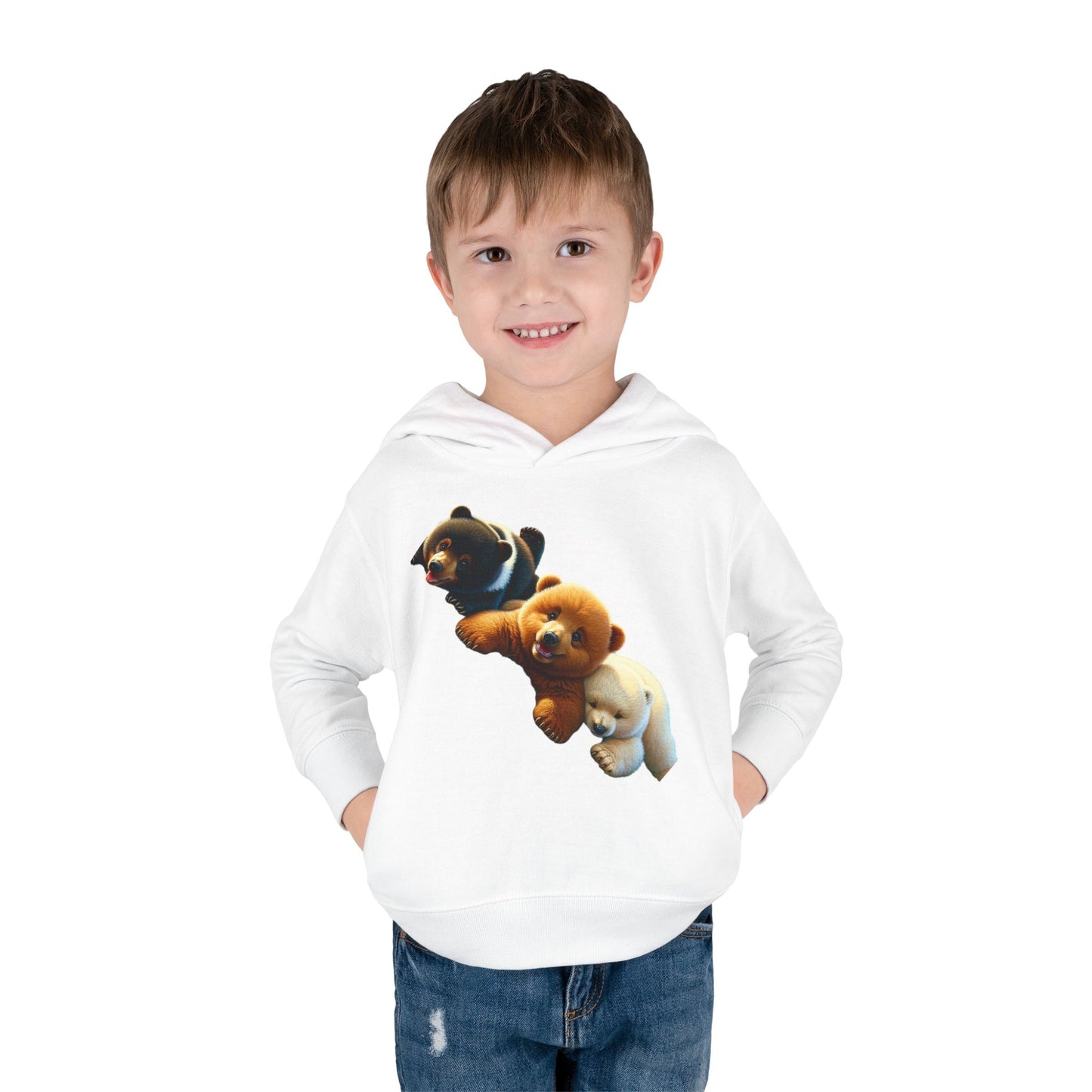 Cute Bear Toddler Hoodie - Cozy Fleece Pullover with 'Hustle' Design