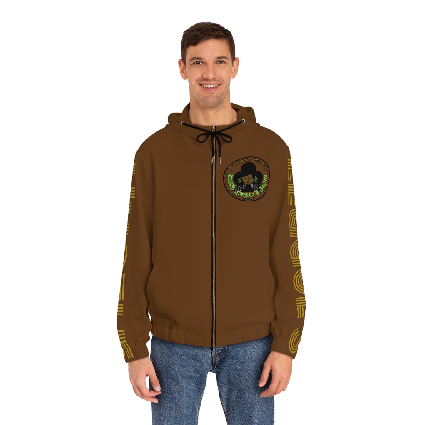 Brown Full-Zip Hoodie for Men