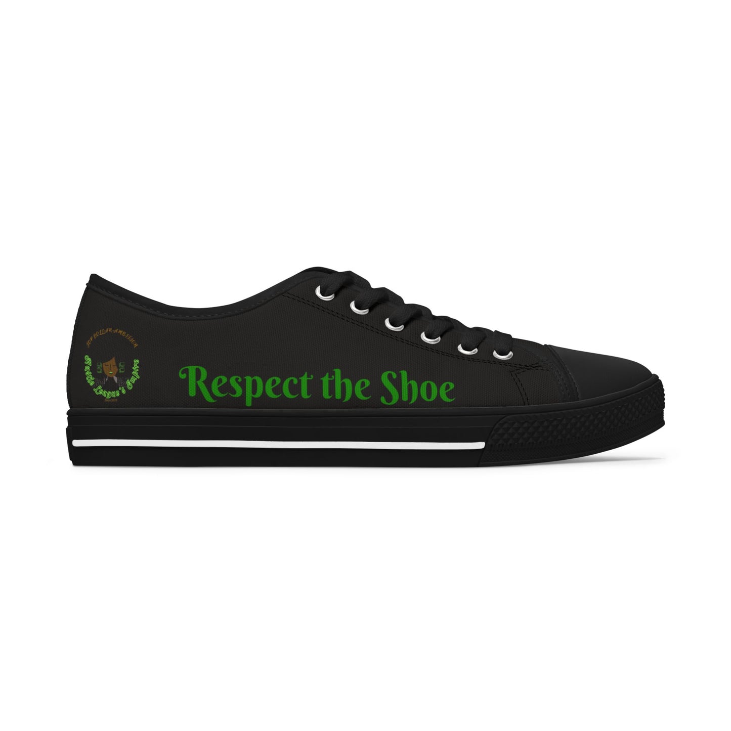 Black HLE Women Low Top Sneakers - &Respect the Hustle Design
