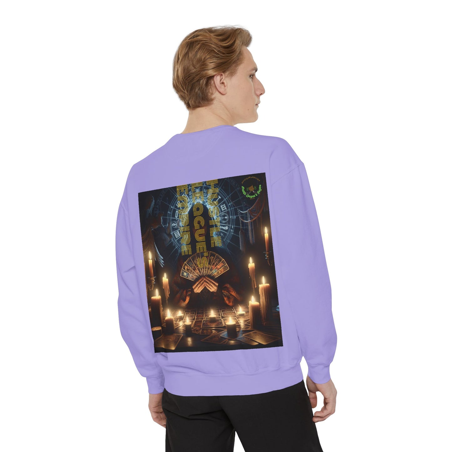 Mystic Candlelight Unisex Garment-Dyed Sweatshirt with Tarot Design