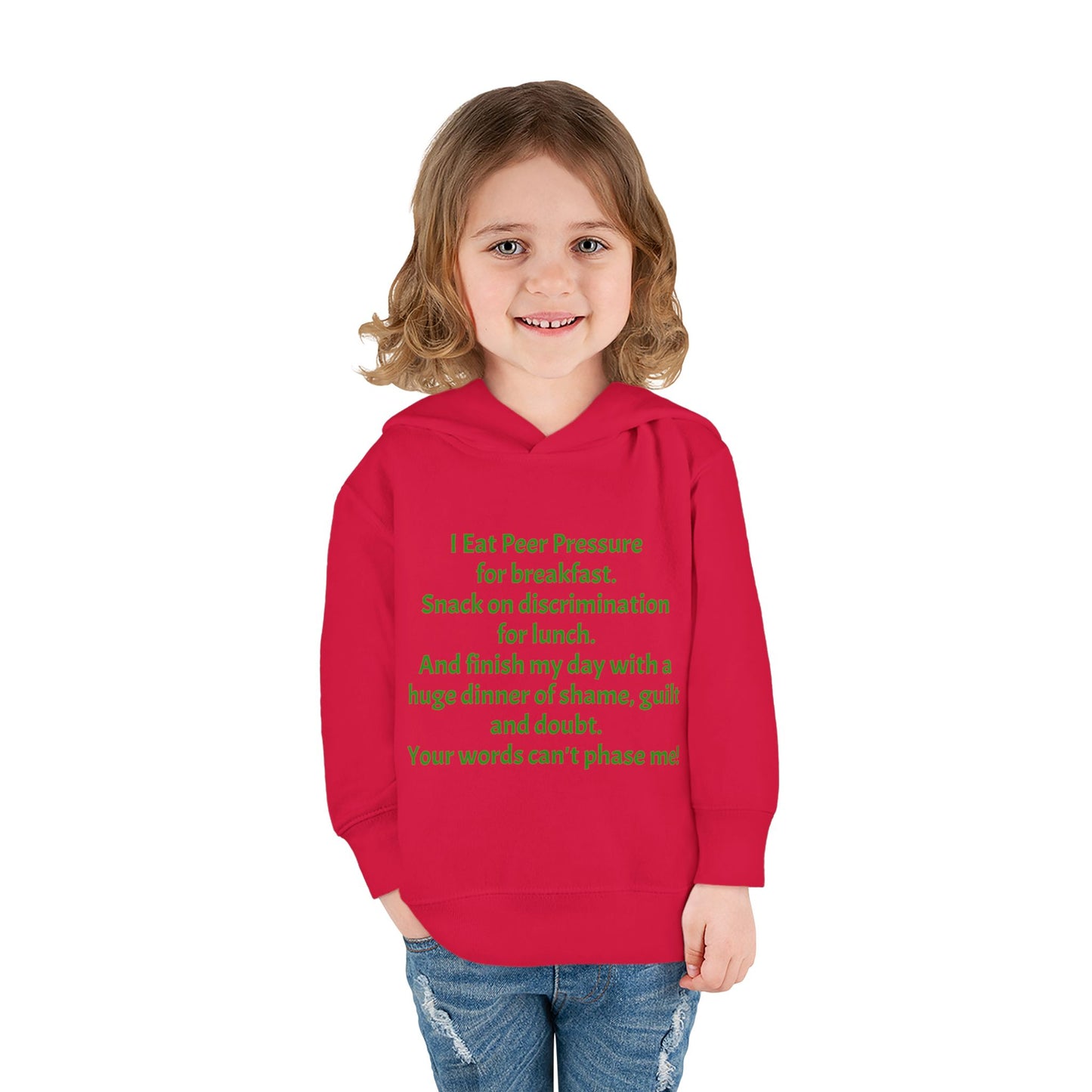 Empowering Toddler Fleece Hoodie - "I Eat Peer Pressure"
