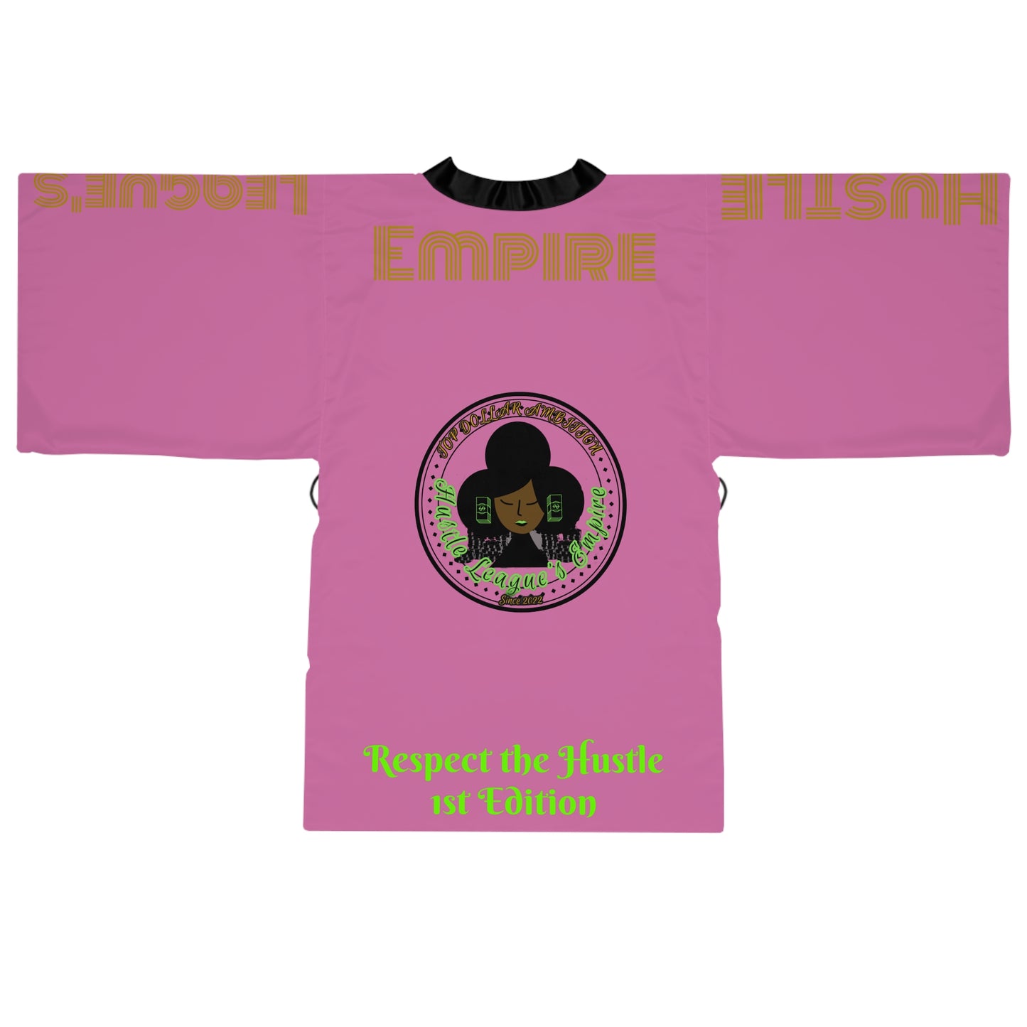Light Pink HLE Long Sleeve Kimono Robe - Hustlers Cherish Them - Respect the Hustle - Perfect for Relaxation and Self-Care