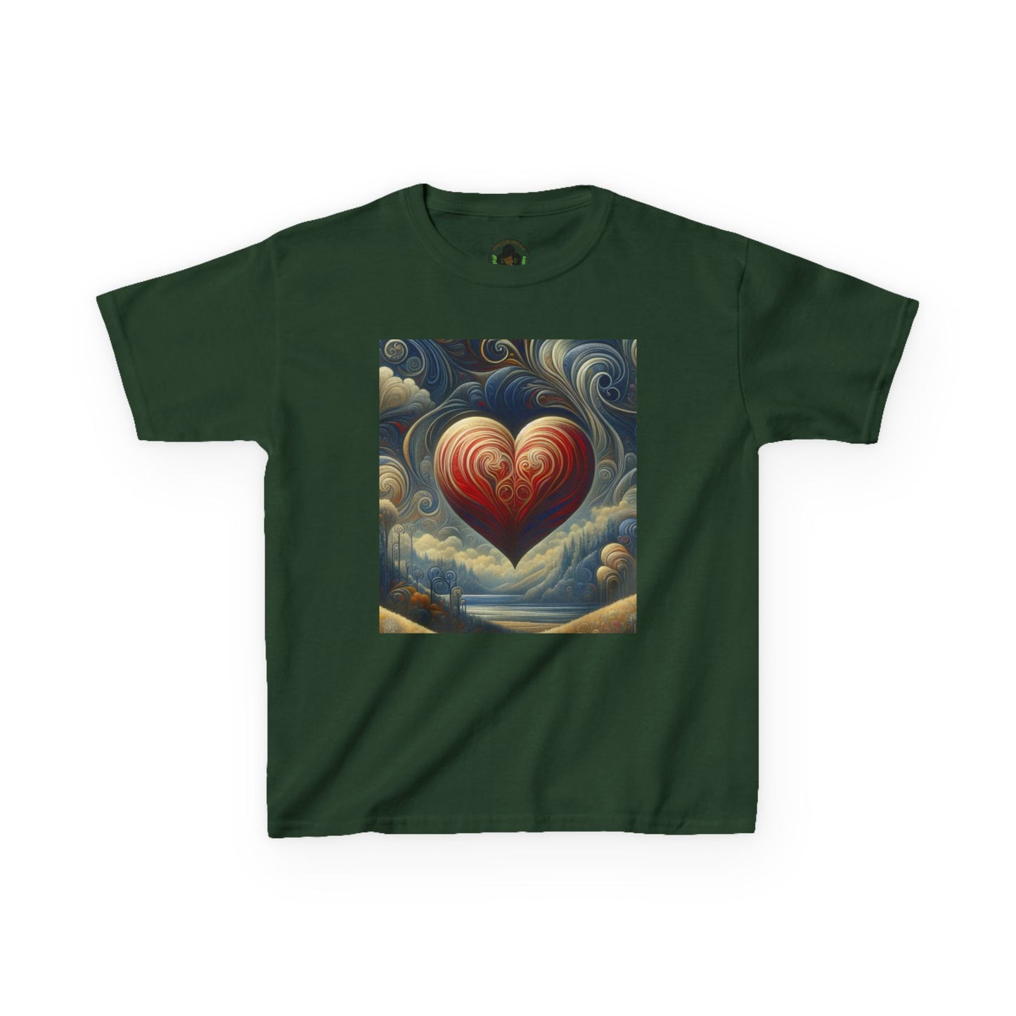 Kids Heavy Cotton™ Tee - Heart Design & Hustle Empire Quote Tee for Young Trendsetters