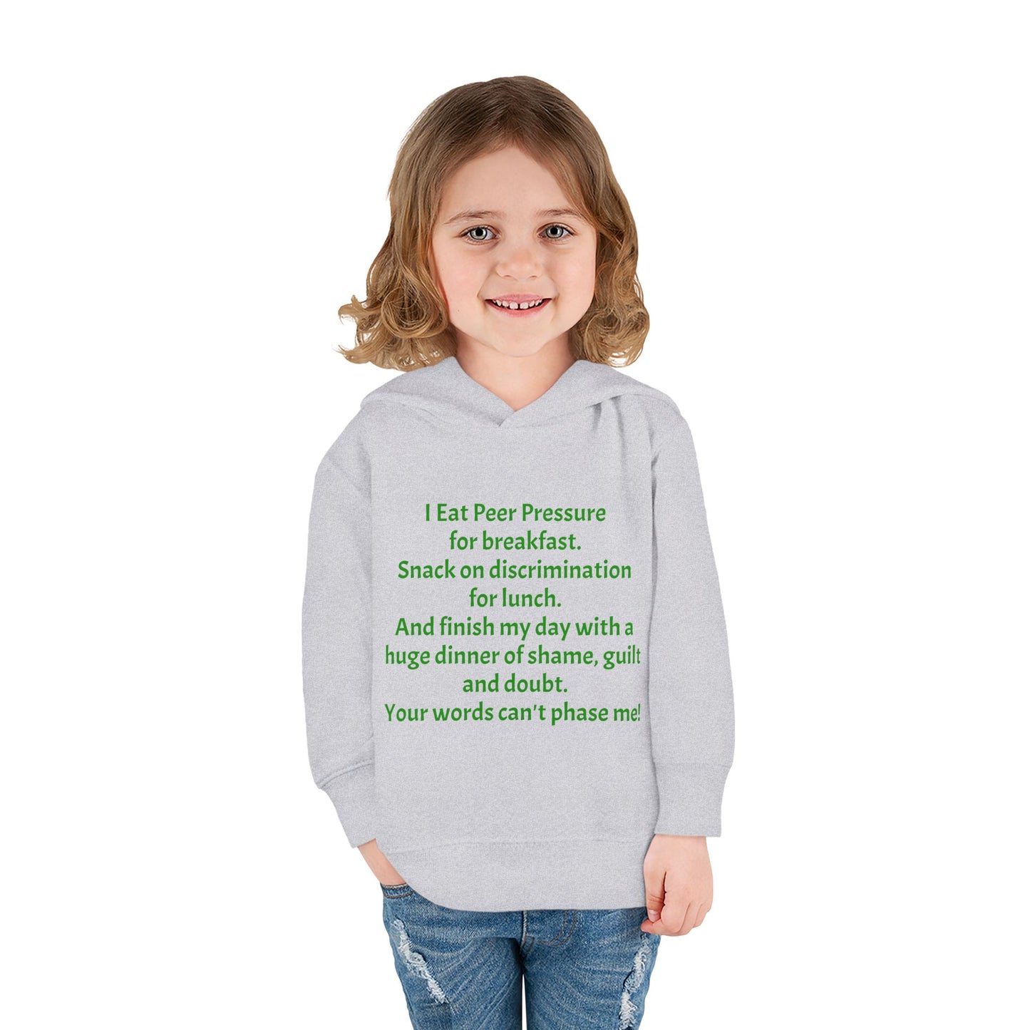 Empowering Toddler Fleece Hoodie - "I Eat Peer Pressure"