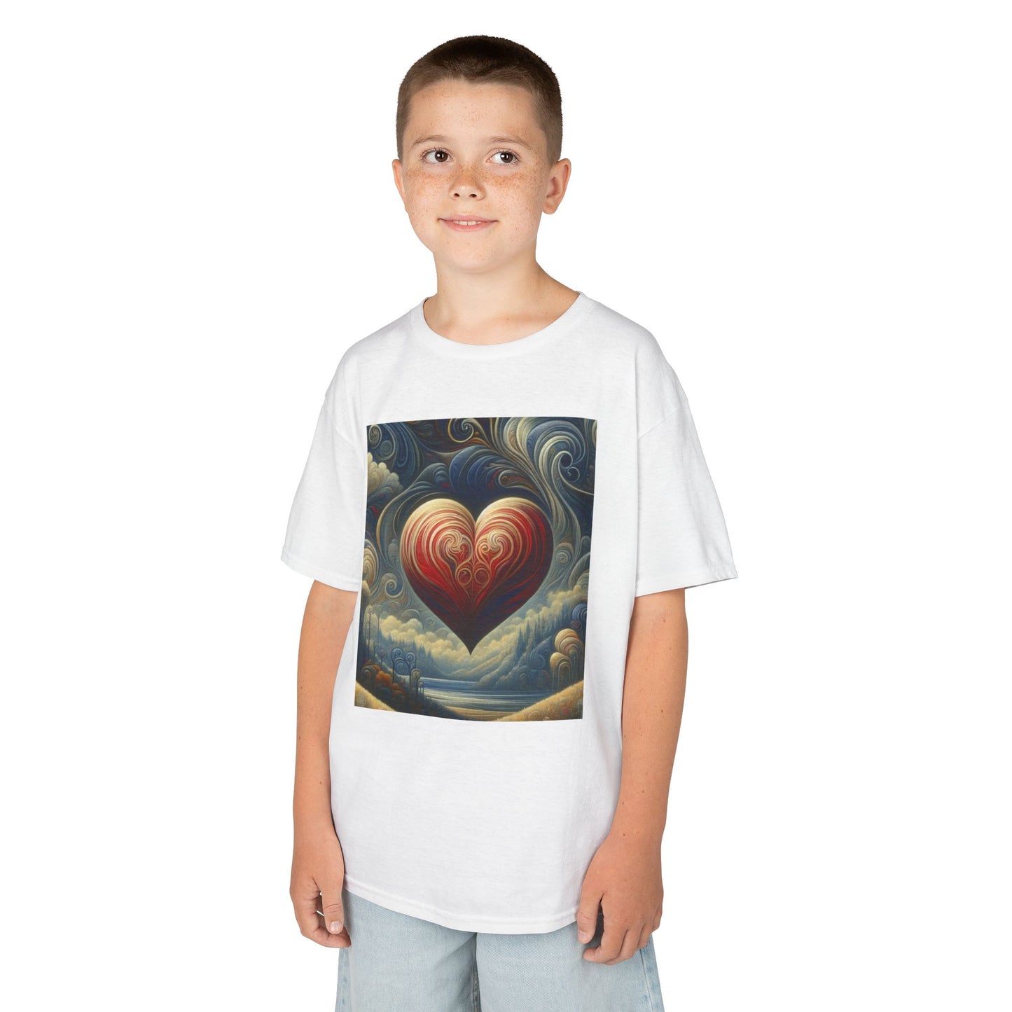 Kids Heavy Cotton™ Tee - Heart Design & Hustle Empire Quote Tee for Young Trendsetters