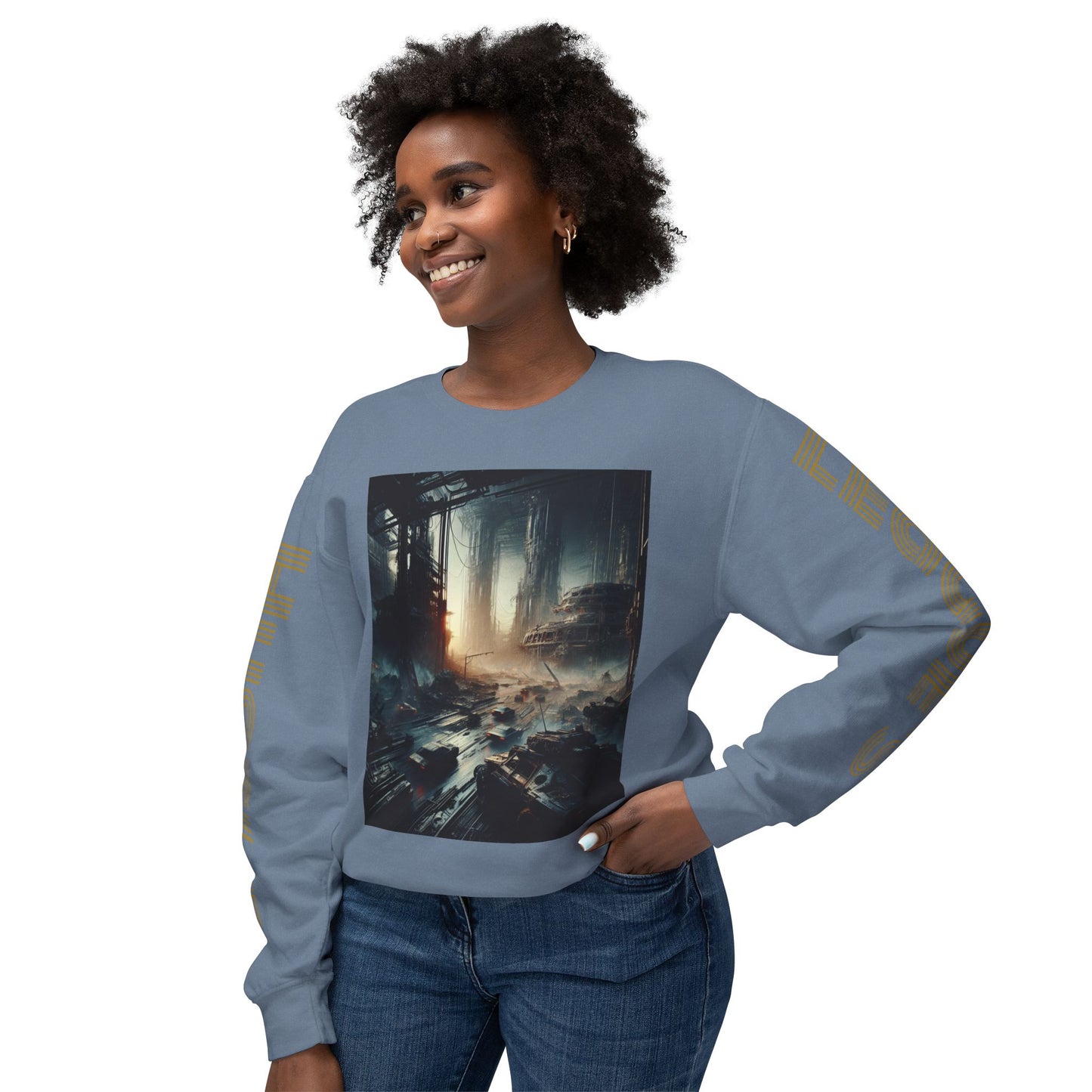 Unisex Lightweight Crewneck Sweatshirt - 'Empire Hustle' Urban Art Design