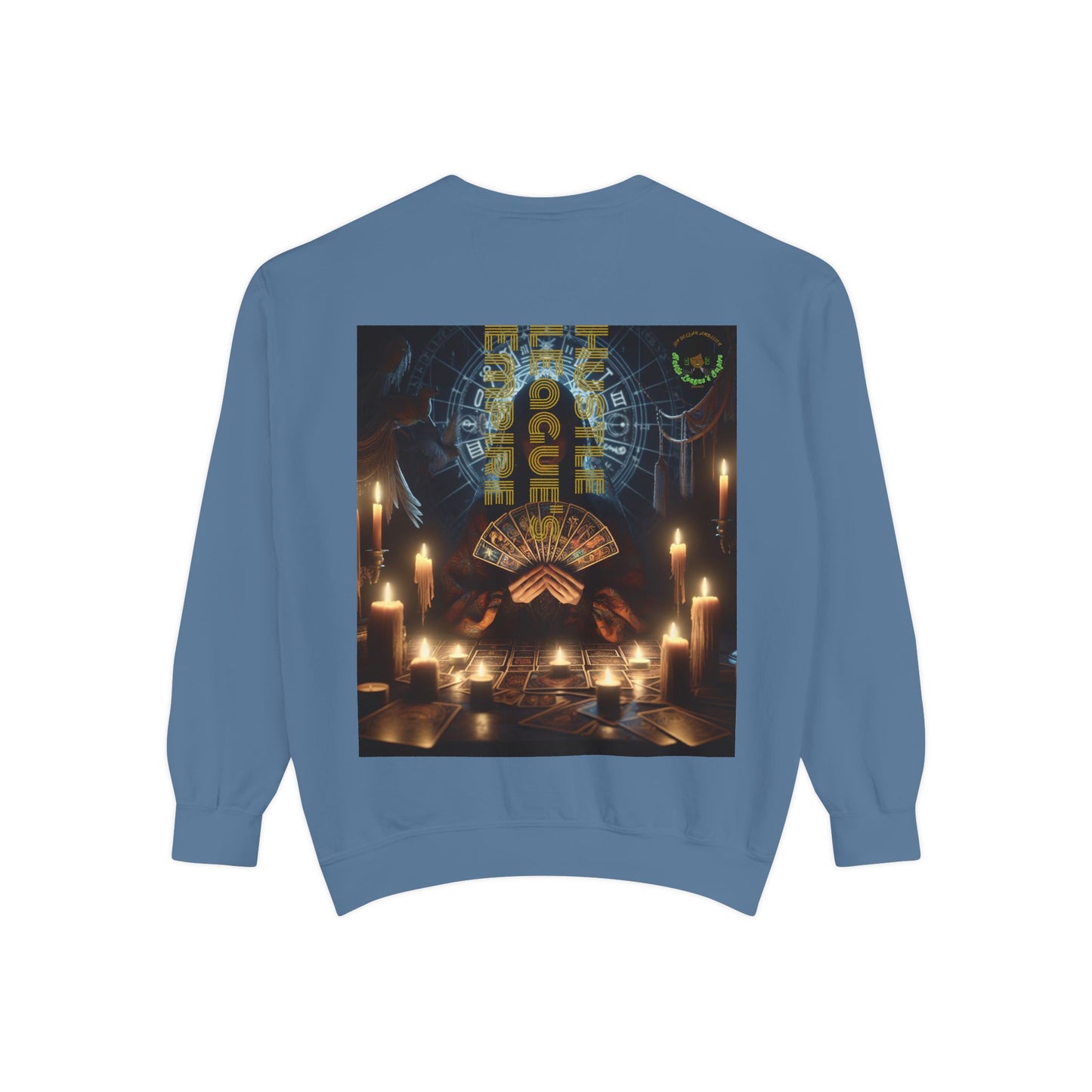 Mystic Candlelight Unisex Garment-Dyed Sweatshirt with Tarot Design