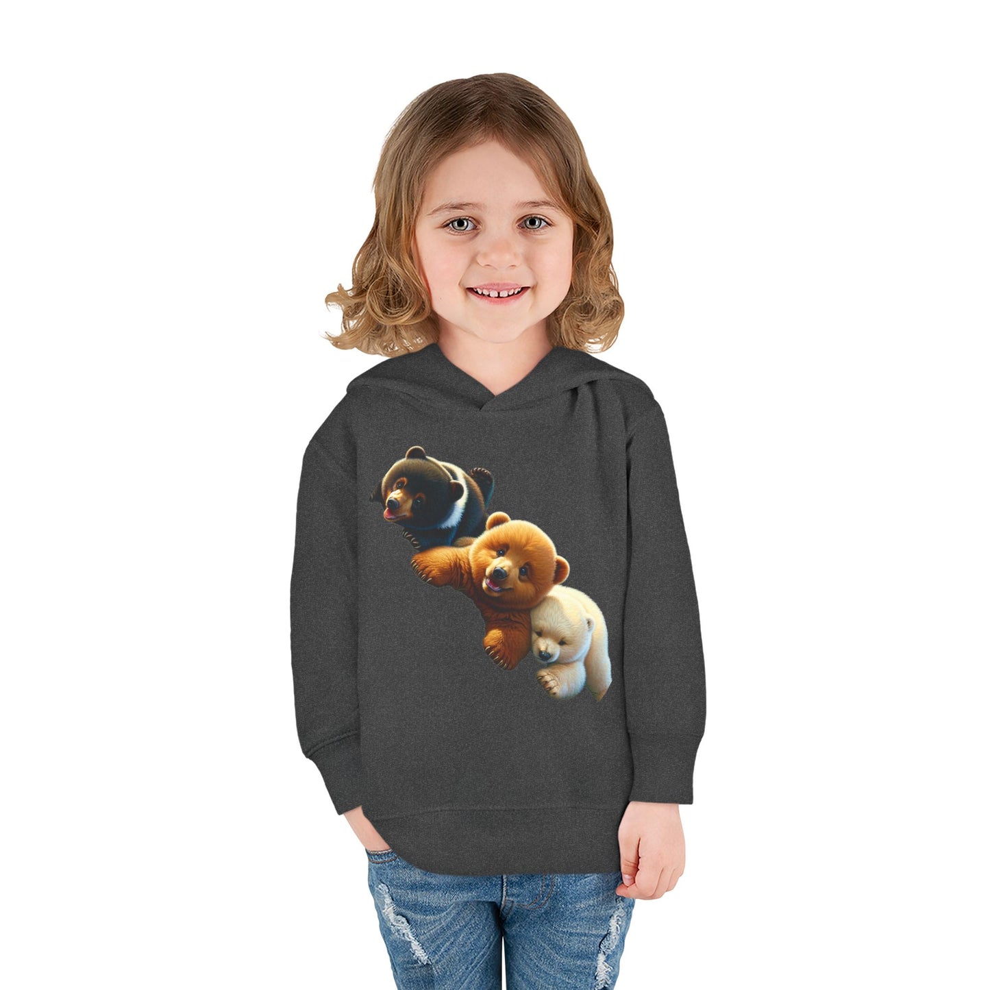Cute Bear Toddler Hoodie - Cozy Fleece Pullover with 'Hustle' Design