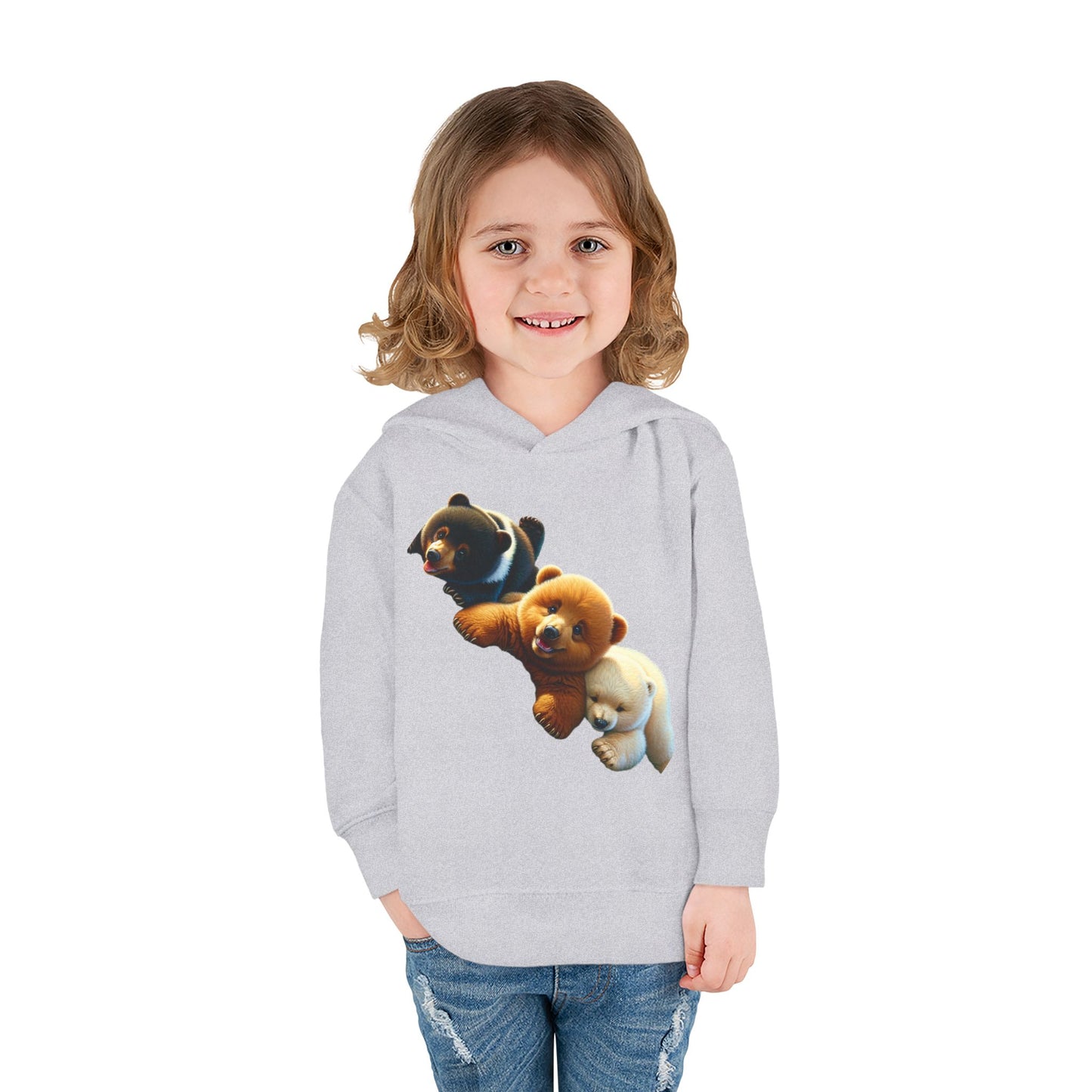 Cute Bear Toddler Hoodie - Cozy Fleece Pullover with 'Hustle' Design